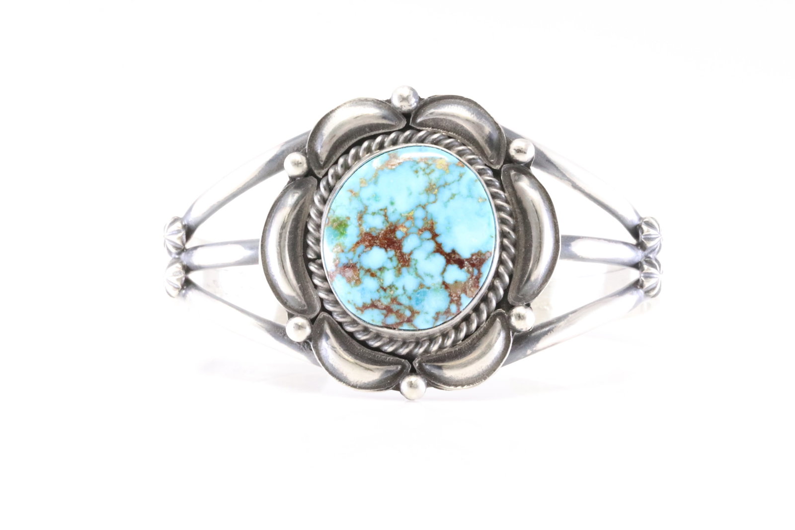 Native America Navajo Sterling Silver Kingman Turquoise Bracelet Cuff By D.R. (1 of 4)