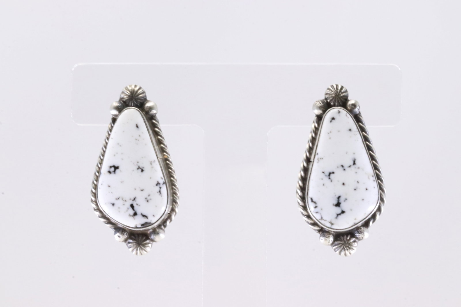 Native America Navajo Sterling Silver White Buffalo Post Earring's By Chassity Belone. (1 of 4)