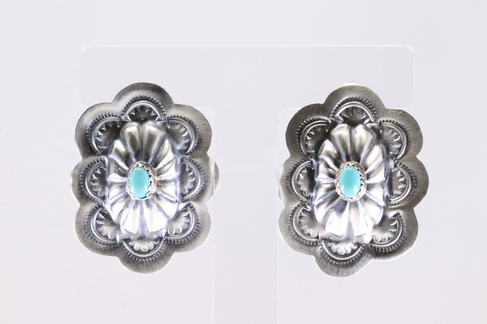 America Sterling Silver Turquoise Conch Post Earring's.: This is a America Sterling Silver Turquoise Conch Post Earring's.