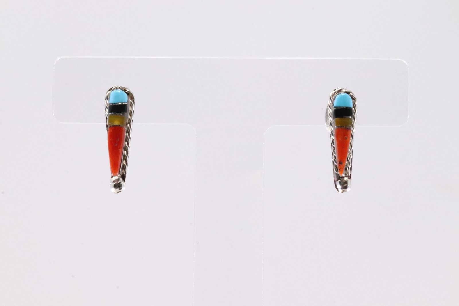 America Sterling Silver Multi-Color Stone Inlay Post Earring's.: This is a America Sterling Silver Multi-Color Stone Inlay Post Earring's.