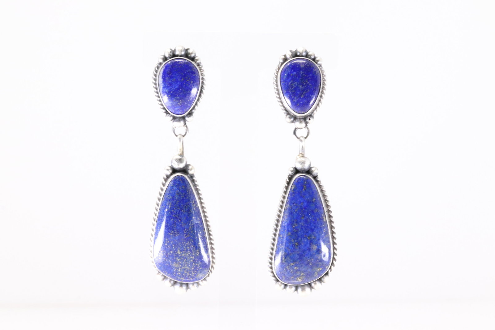 Native America Navajo Sterling Silver Lapiz Post Dangling Earring's By Elouise KEE.: This is a Native America Navajo Sterling Silver Lapiz Post Dangling Earring's By Elouise KEE. Stamp Elouise Kee.