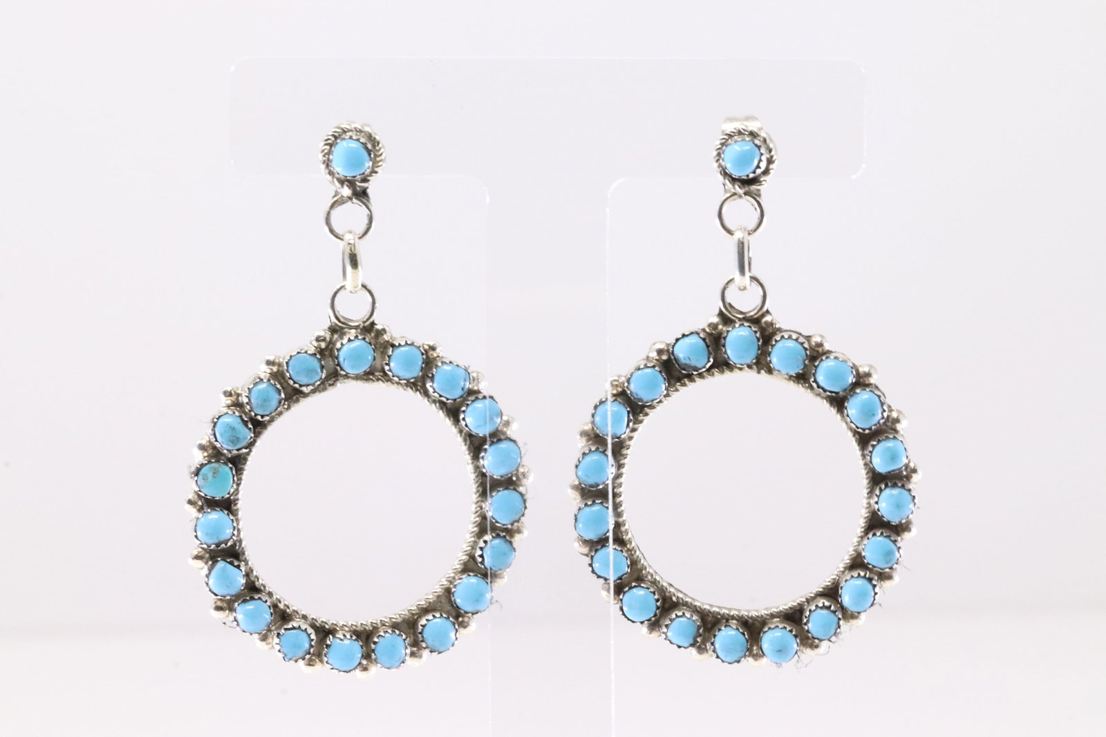 Native America Zuni Sterling Silver Turquoise Post / Dangling Earring's By Phyllis Laati.: This is a Native America Zuni Sterling Silver Turquoise Post / Dangling Earring's By Phyllis Laati. Stamp P. Laati.
