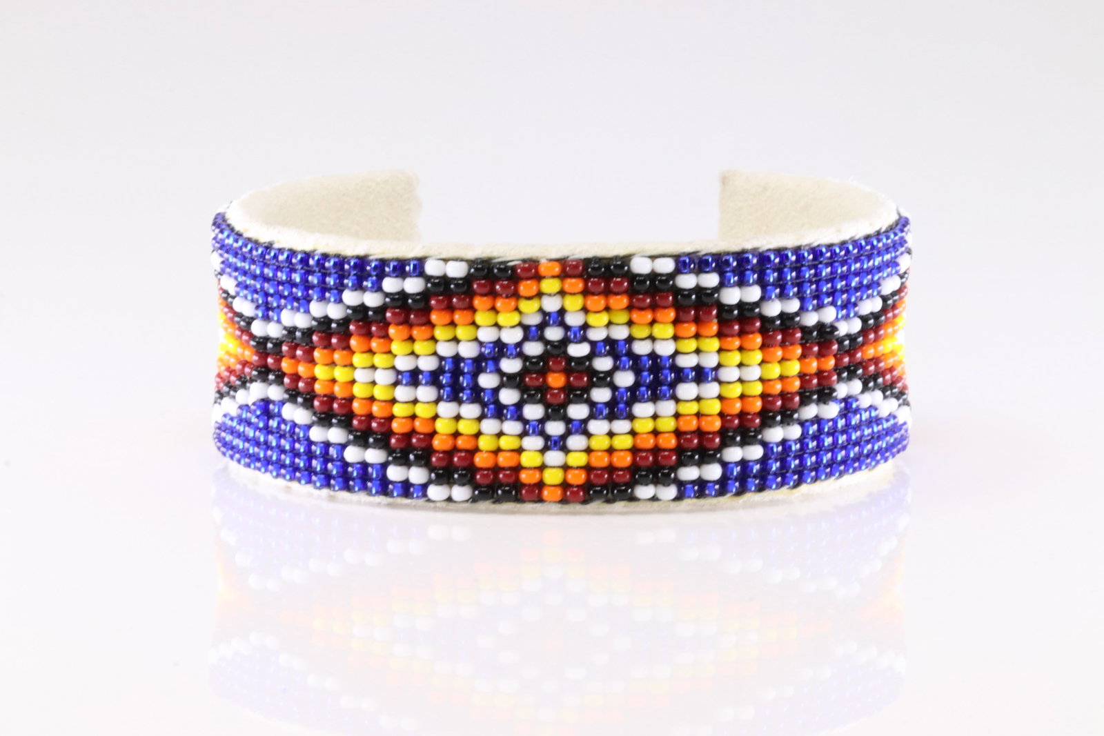 Native America Leather Multi-Color Stone Bracelet Cuff. (1 of 4)