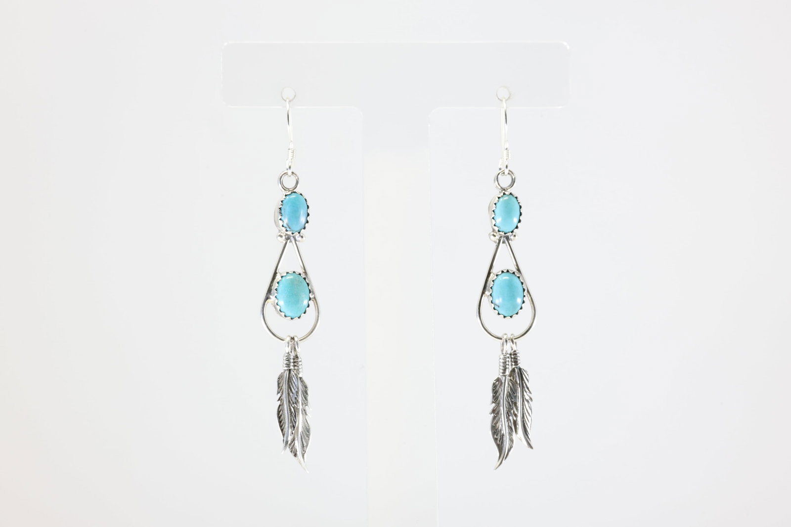 Native America Navajo Sterling Silver Turquoise Dangling Earring's By Sadie Jim.: This is a Native America Navajo Sterling Silver Turquoise Dangling Earring's By Sadie Jim. Stamp By R.B Company.