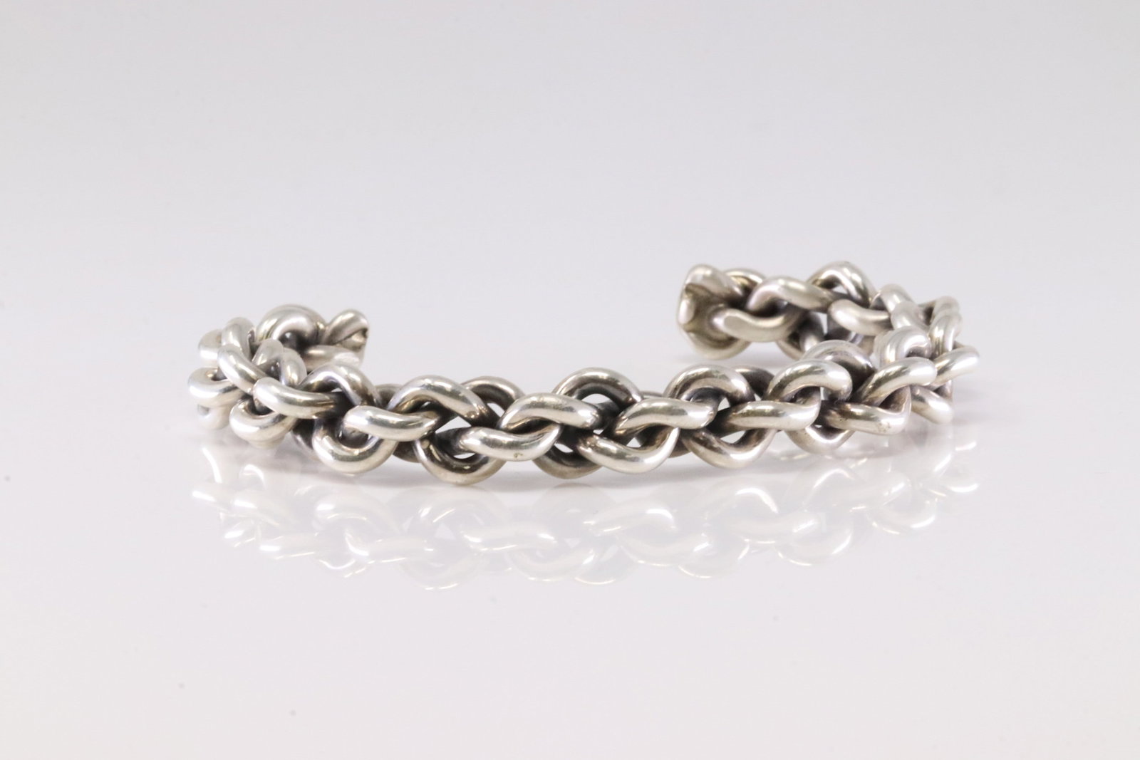 America Sterling Silver Solid Bracelet Cuff. - 2