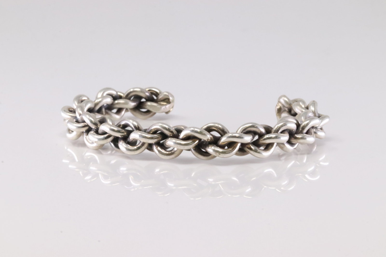 America Sterling Silver Solid Bracelet Cuff. - 3