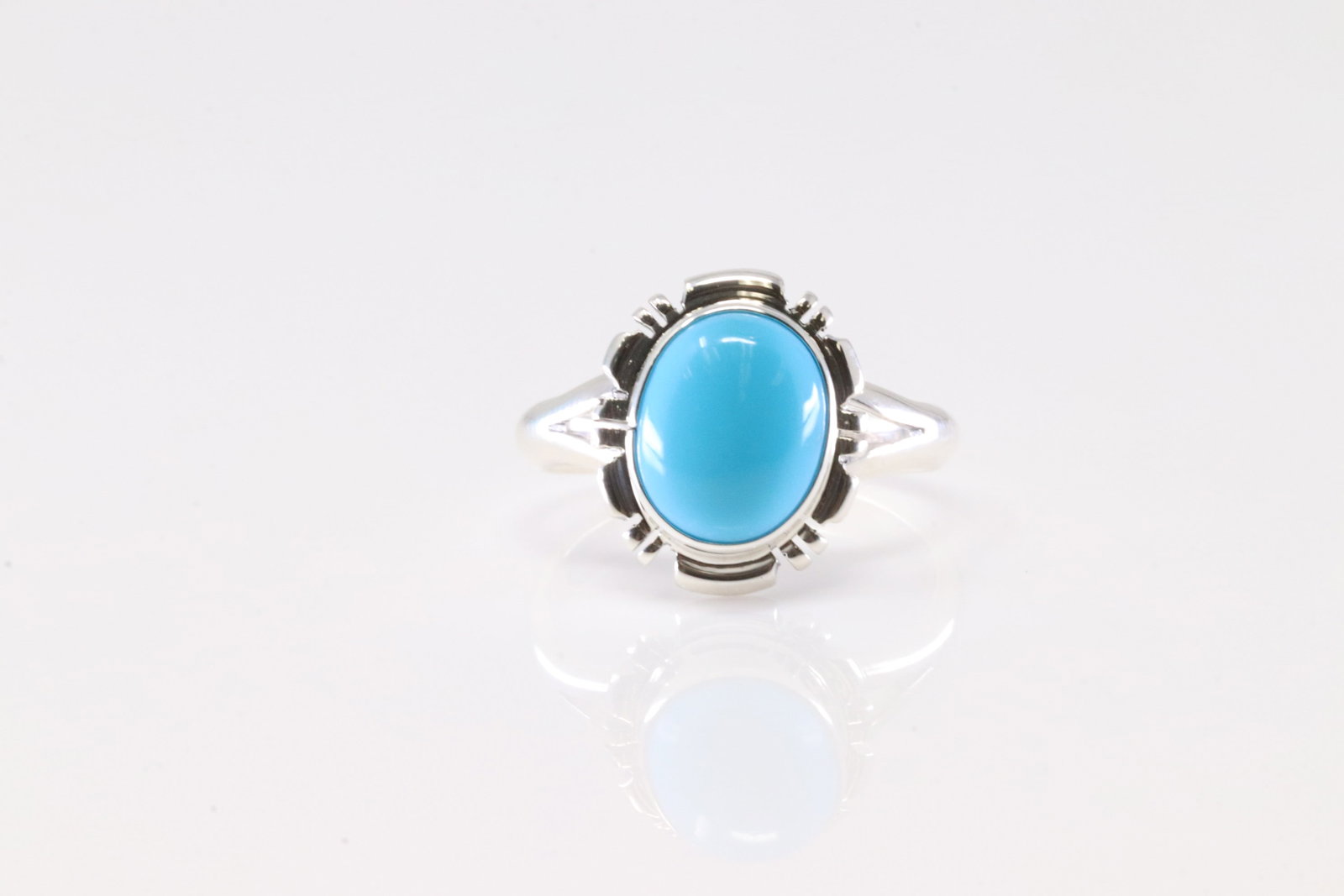 Native America Navajo Sterling Silver Turquoise Ring By A.: This is a Native America Navajo Sterling Silver Turquoise Ring By A. Ring size: 6.75.