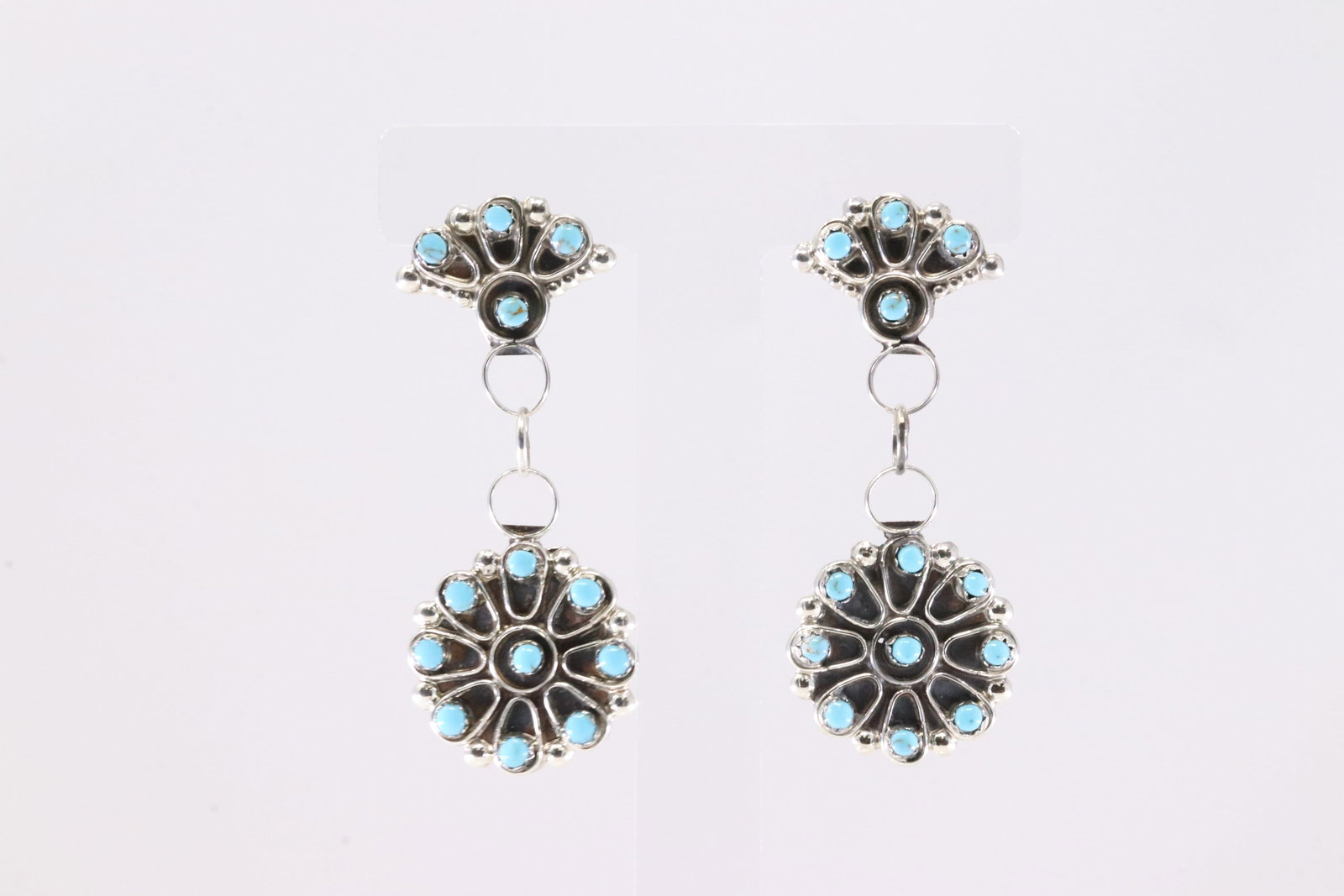 America Sterling Silver Turquoise Post / Dangling Earring's. (1 of 4)