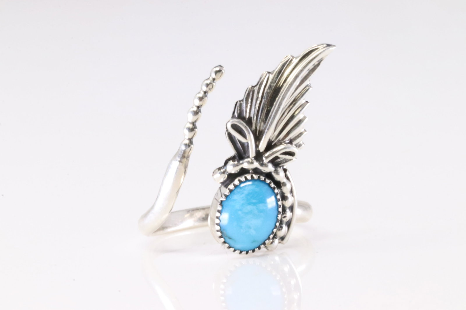 Native America Navajo Sterling Silver Turquoise Ring By Jennifer Cayaditto.: This is a Native America Navajo Sterling Silver Turquoise Ring By Jennifer Cayaditto. Stamp By R.B Company. Ring Size: 5.00.
