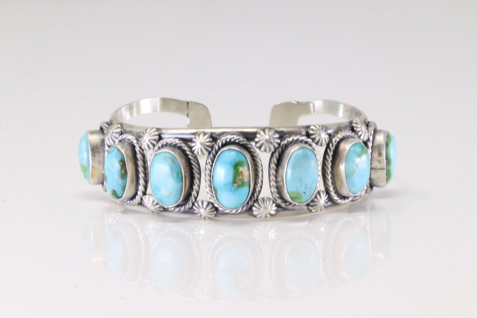 Native American Navajo Sterling Silver Sonora Gold Turquoise Bracelet Cuff By Nora M.: This is a Native American Navajo Sterling Silver Sonora Gold Turquoise Bracelet Cuff By Nora M. Stamp M.