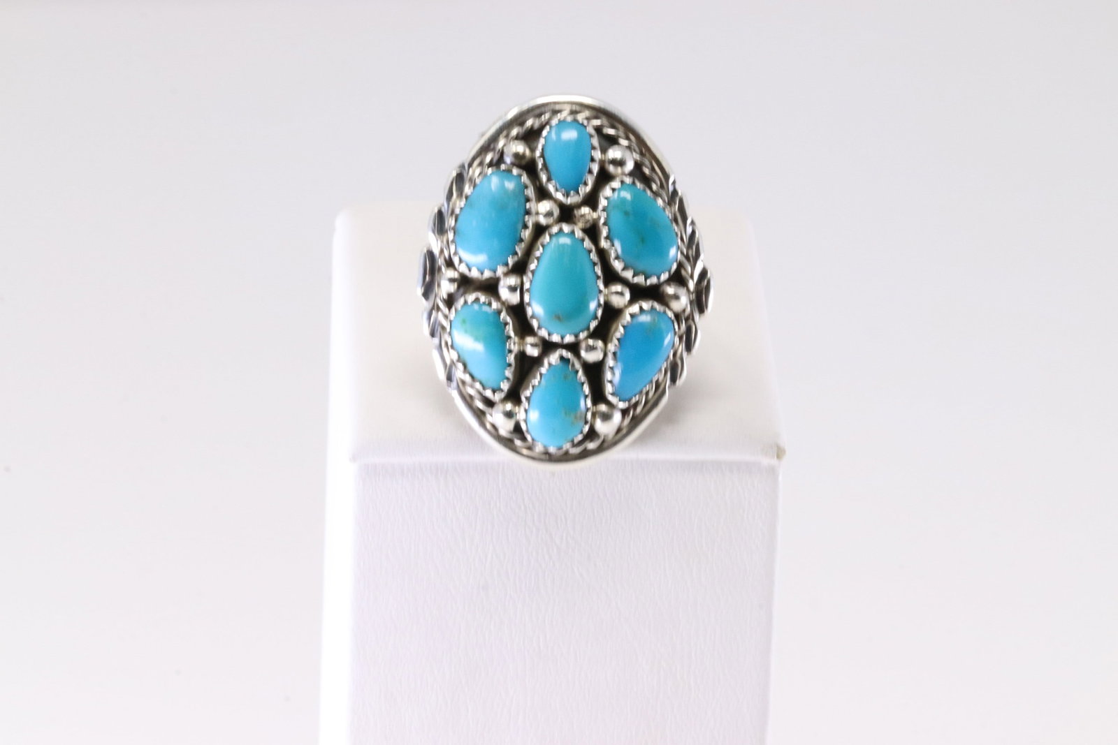 Native America Navajo Sterling Silver Turquoise Ring By M Chee.: This is a Native America Navajo Sterling Silver Turquoise Ring By M Chee. Stamp M Chee. Ring Size: 7.50.