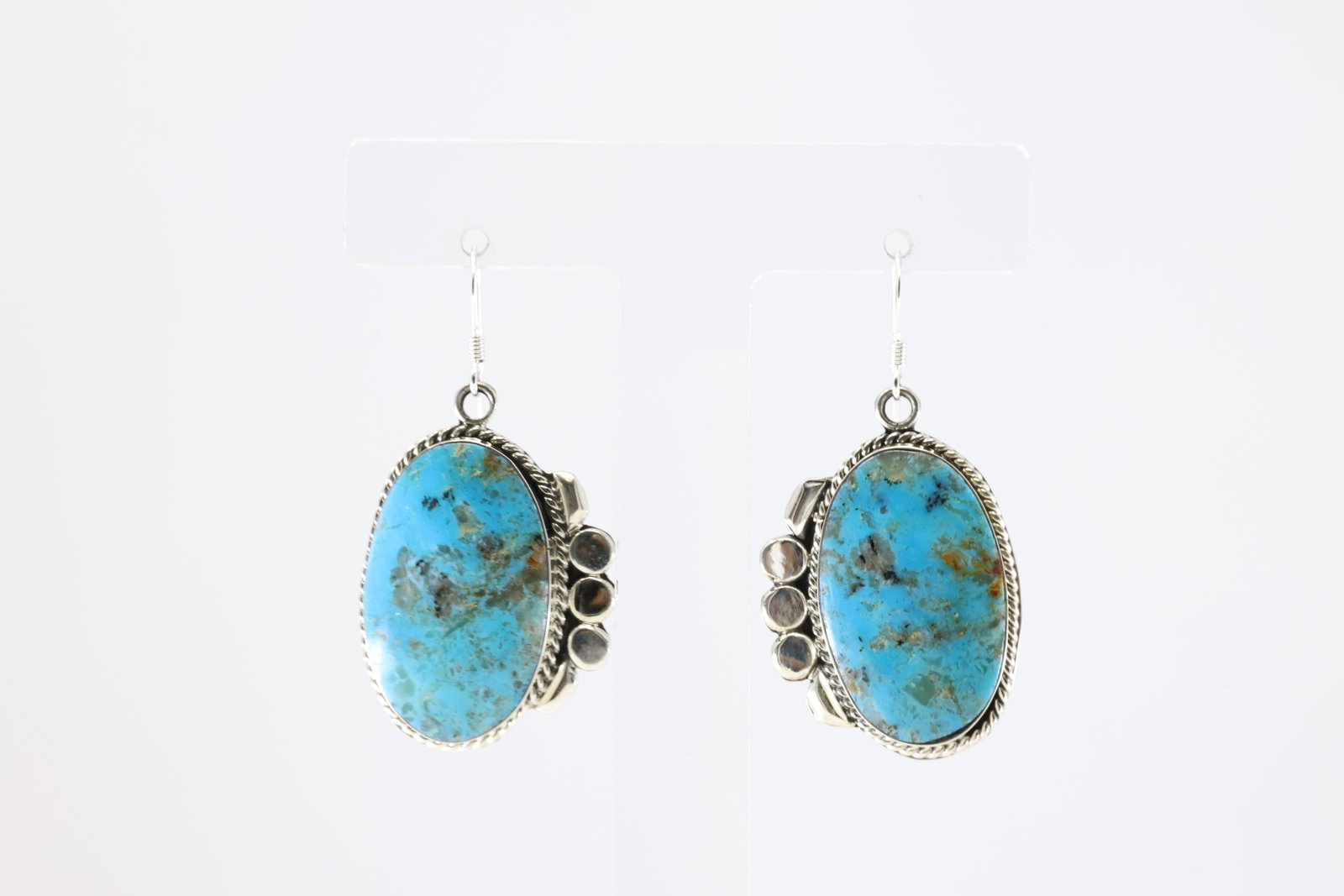 America Sterling Silver Turquoise Dangling Earring's.: This is a America Sterling Silver Turquoise Dangling Earring's.