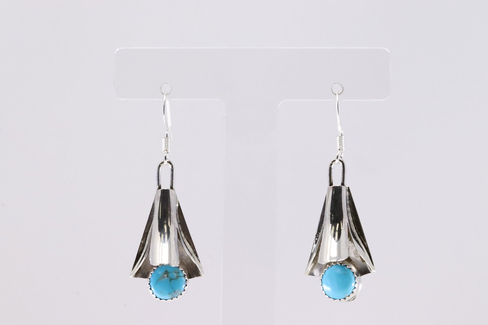 Native America Navajo Sterling Silver Turquoise Dangling Earring's By Louise Yazzie.: This is a Native America Navajo Sterling Silver Turquoise Dangling Earring's By Louise Yazzie. Stamp By C Company.
