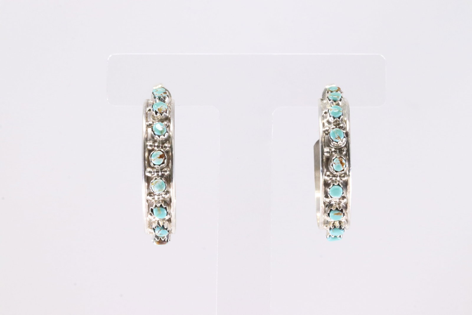 America Sterling Silver Turquoise Post Hoop Earring's.: This is a America Sterling Silver Turquoise Post Hoop Earring's.