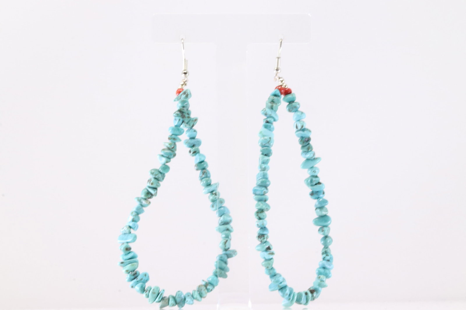 America Sterling Silver Coral & Turquoise Dangling Earring's.: This is a America Sterling Silver Coral & Turquoise Dangling Earring's.
