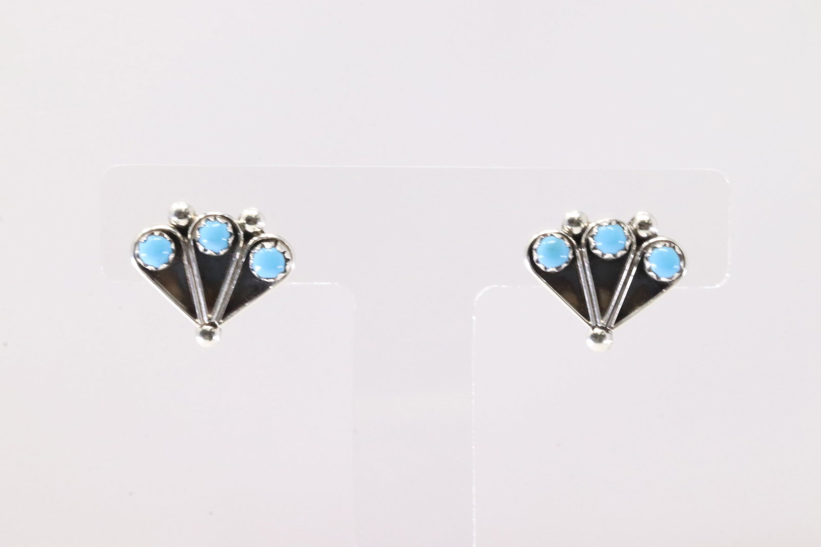 Native America Zuni Sterling Silver Turquoise Post Earring's By M.: This is a Native America Zuni Sterling Silver Turquoise Post Earring's By M. Stamp M.
