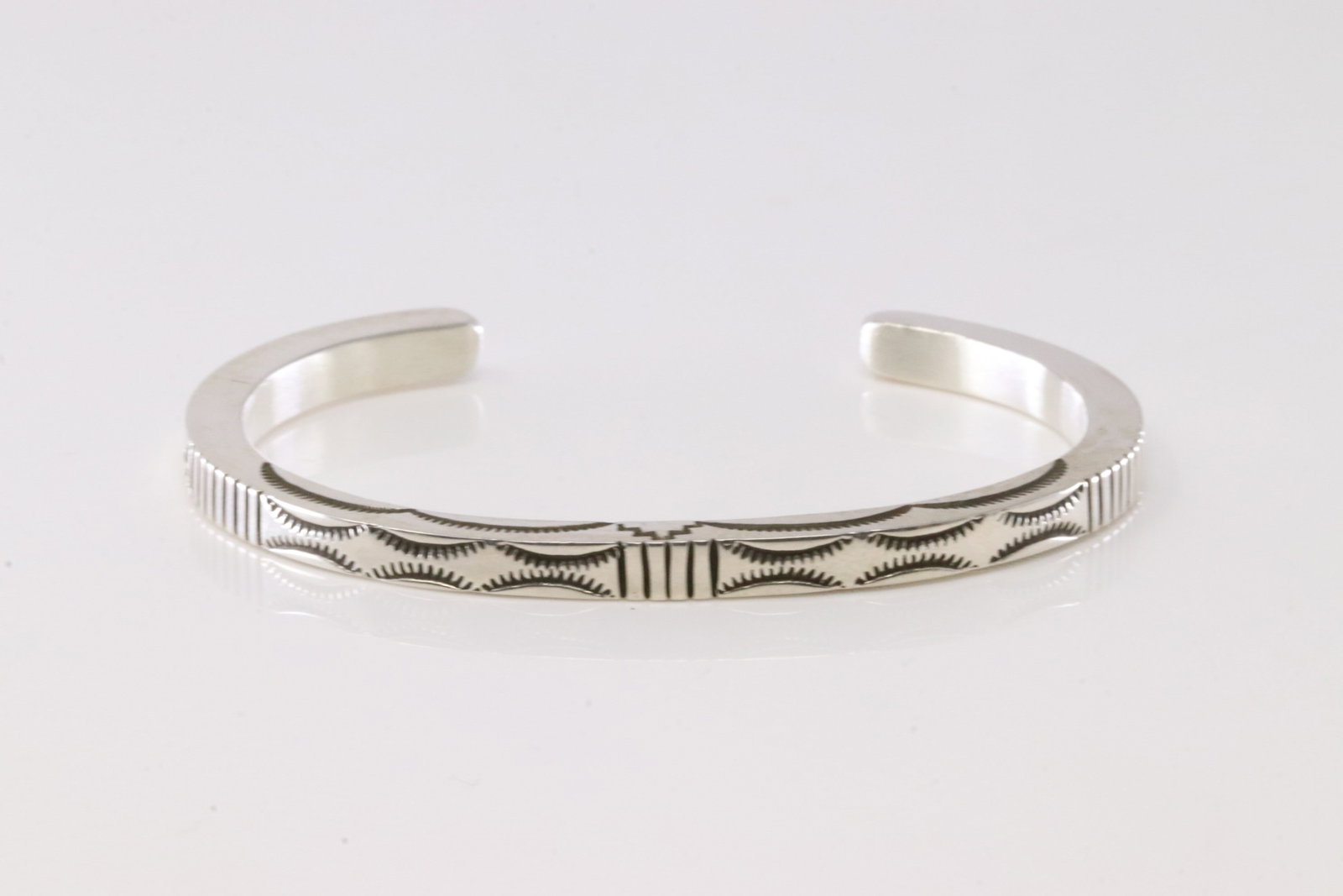 Native America Navajo Sterling Silver Solid Stamped Bracelet Cuff By B Morgan. (1 of 4)
