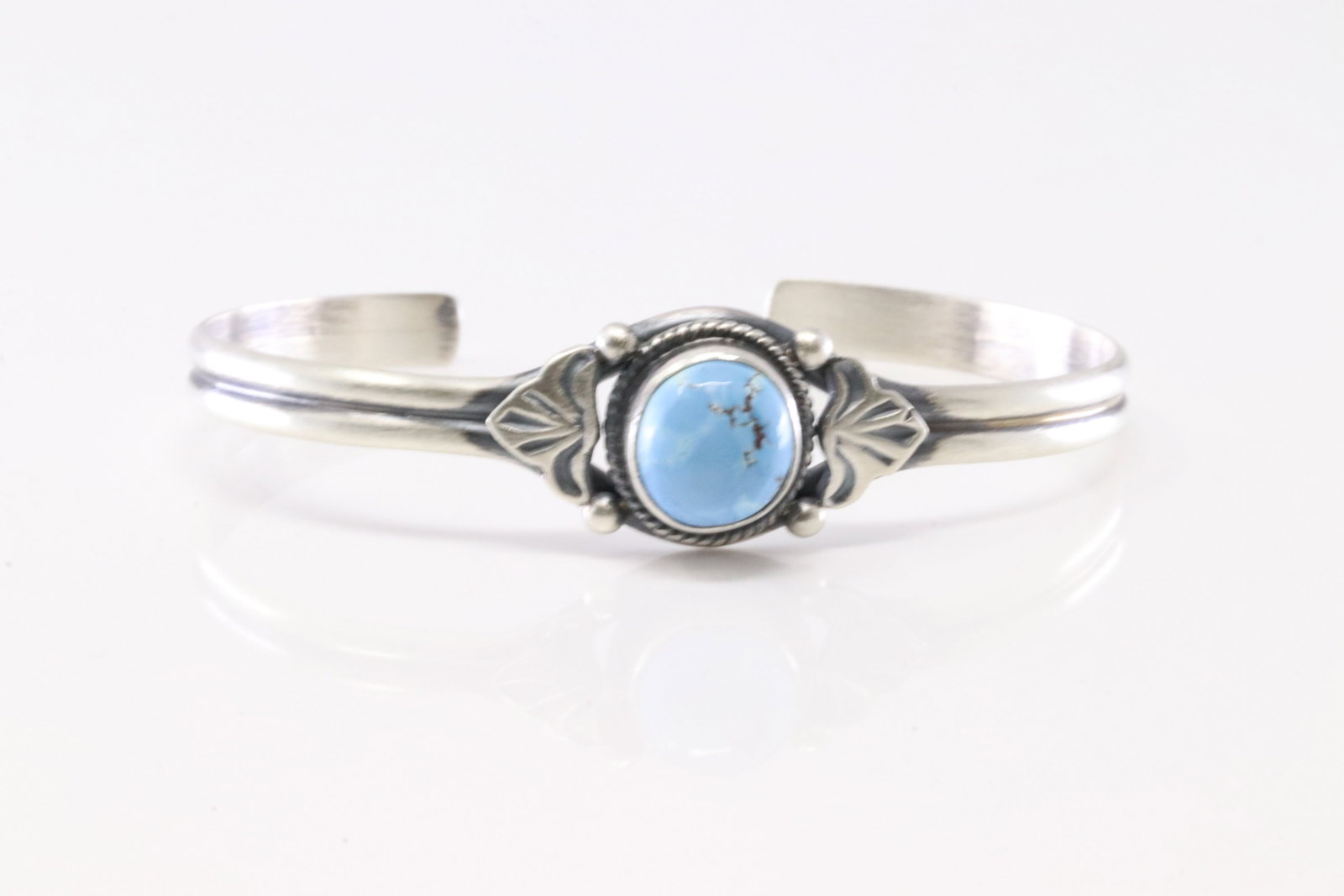 Native America Navajo Sterling Silver Golden Hill Turquoise Bracelet Cuff By S.: This is a Native America Navajo Sterling Silver Golden Hill Turquoise Bracelet Cuff By S. Stamp S.