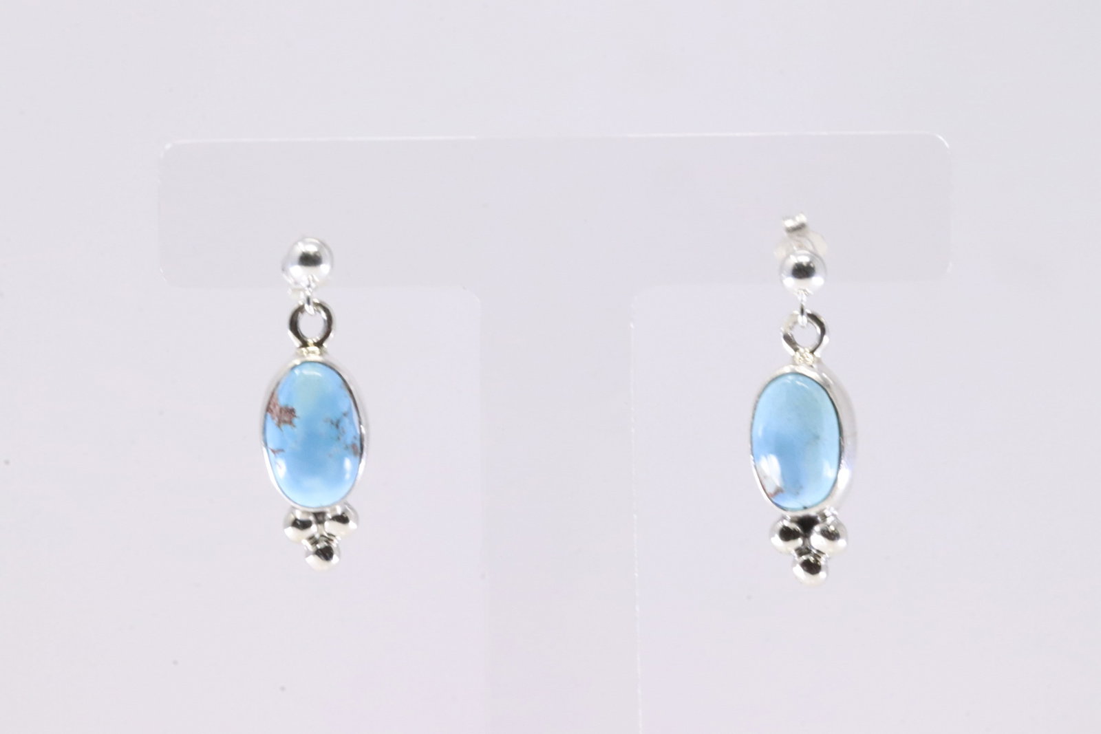 Native America Navajo Sterling Silver Golden Hill Turquoise Post Dangling Earring's By SH.: This is a Native America Navajo Sterling Silver Golden Hill Turquoise Post Dangling Earring's By SH. Stamp SH.