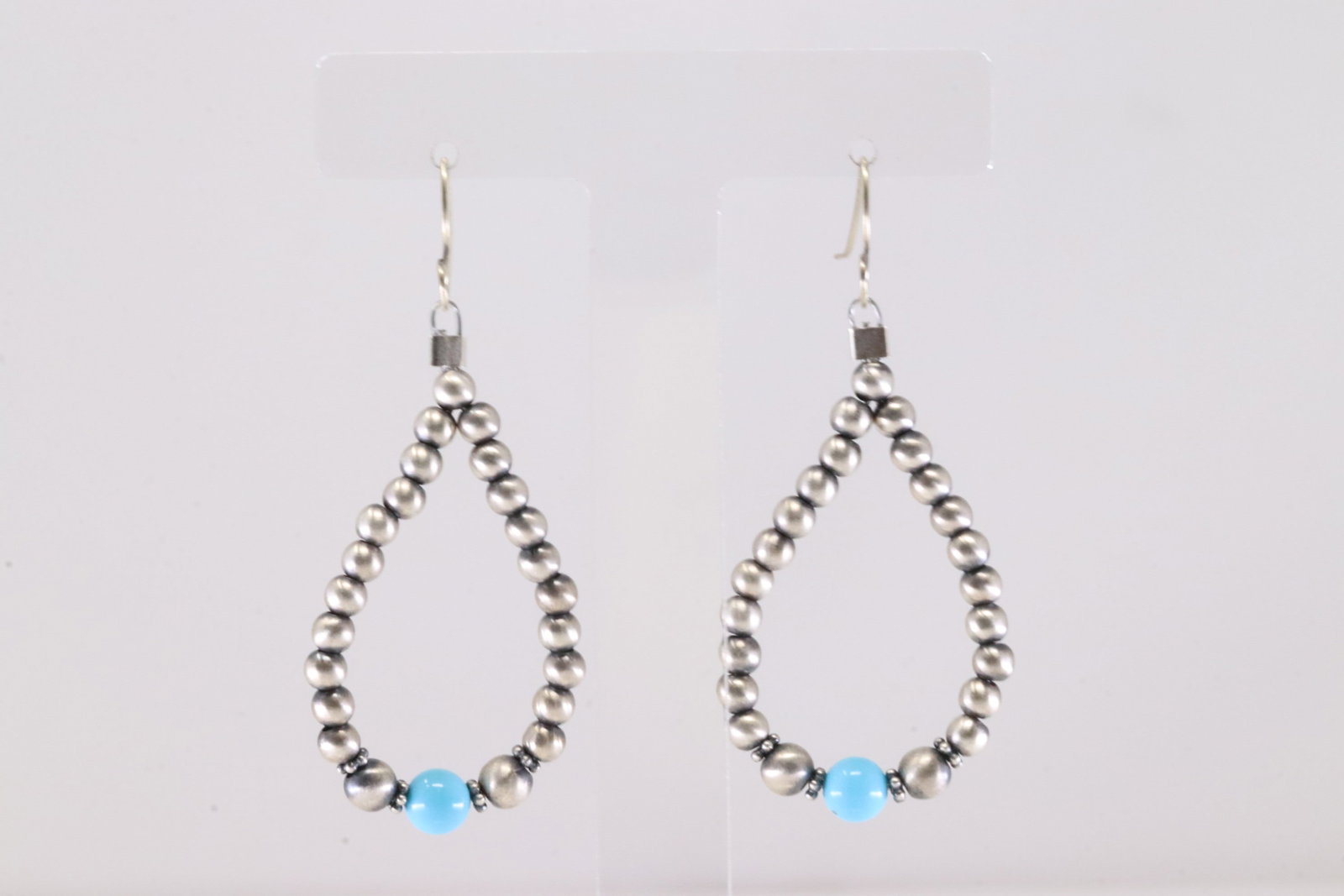 America Sterling Silver Pearl Beaded Turquoise Dangling Earring's.: This is a America Sterling Silver Pearl Beaded Turquoise Dangling Earring's.
