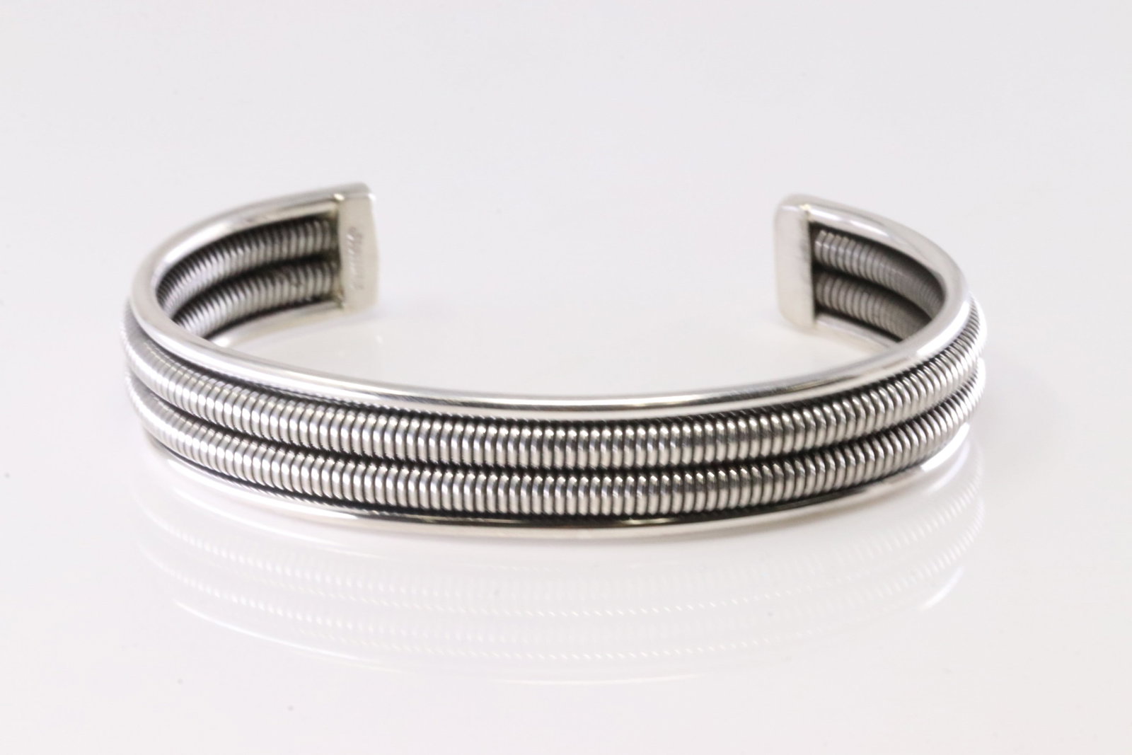 America Sterling Silver Solid Bracelet Cuff. - 2