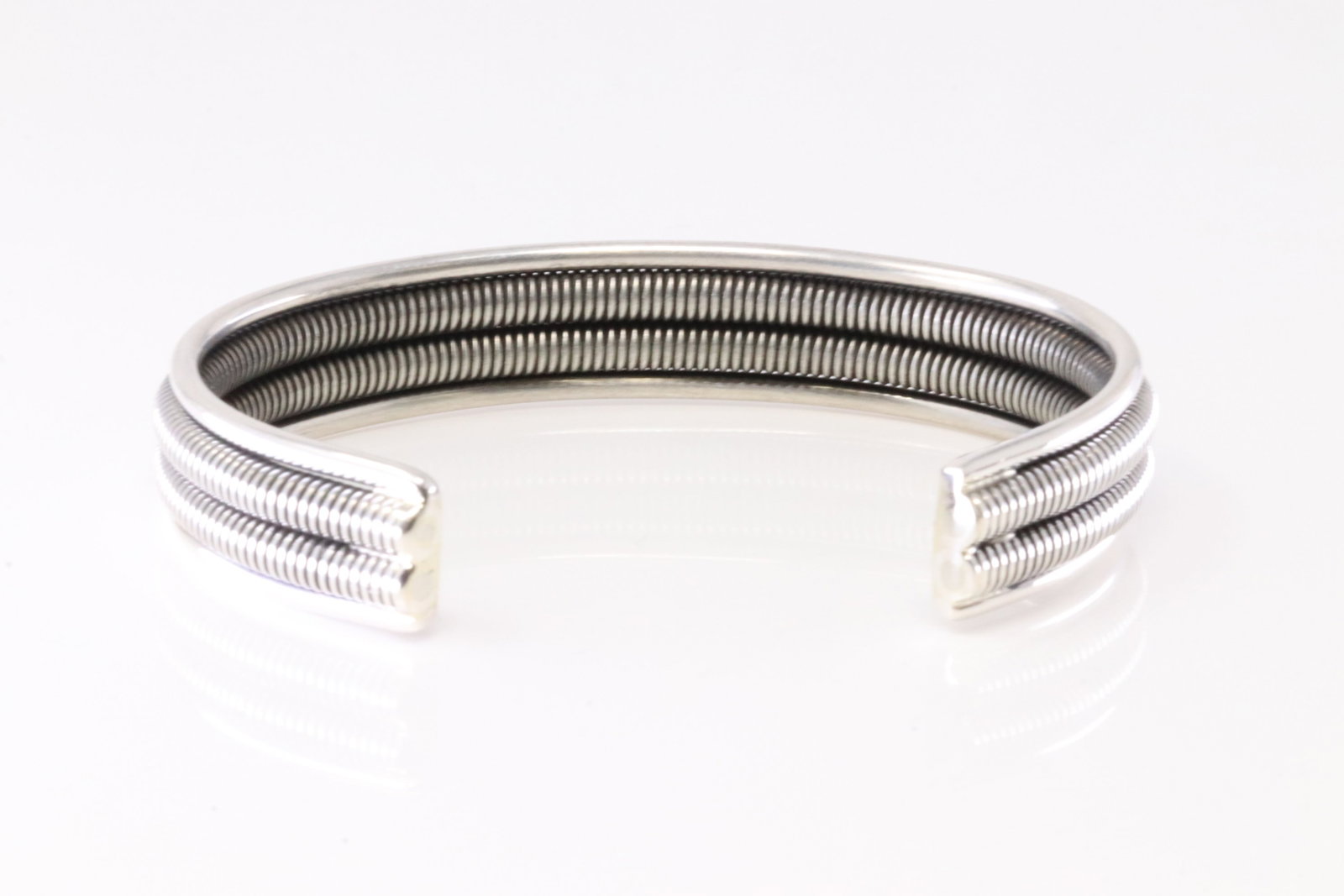 America Sterling Silver Solid Bracelet Cuff. - 4