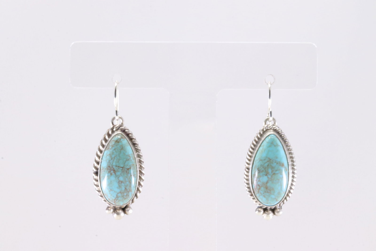 Native America Navajo Sterling Silver Kingman Turquoise Dangling Earring's By Trish Largo.: This is a Native America Navajo Sterling Silver Kingman Turquoise Dangling Earring's By Trish Largo. Stamp T.