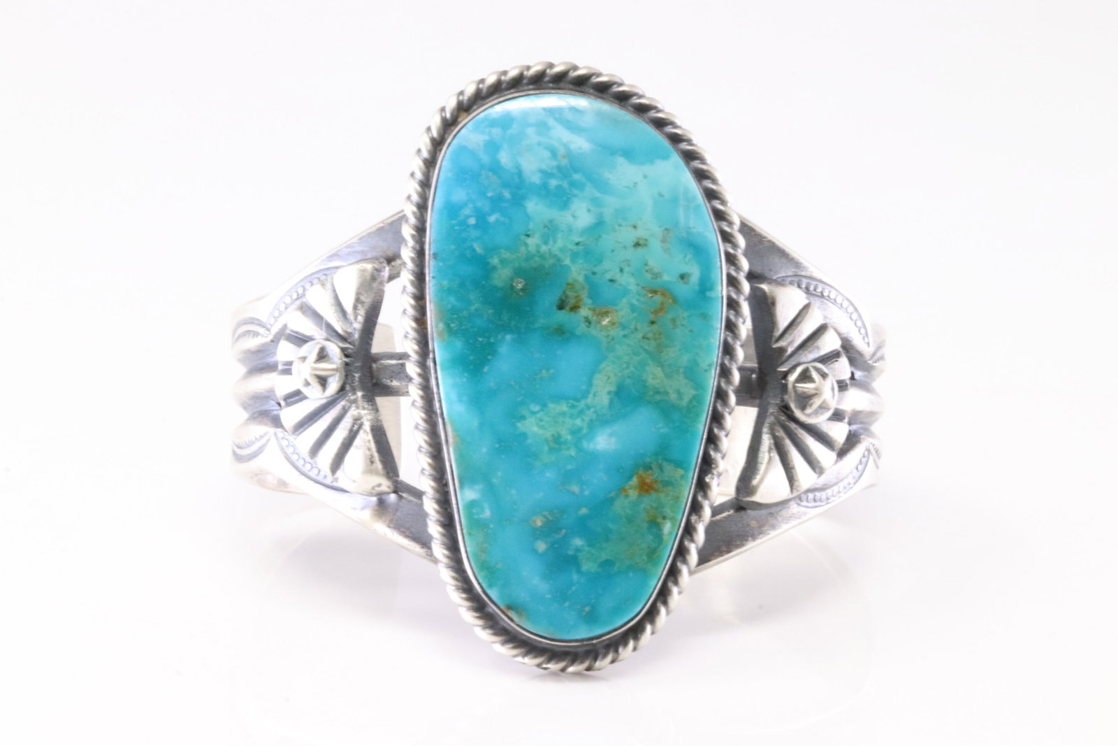Native America Navajo Sterling Silver Turquoise Bracelet Cuff By Chimney Butte. (1 of 5)