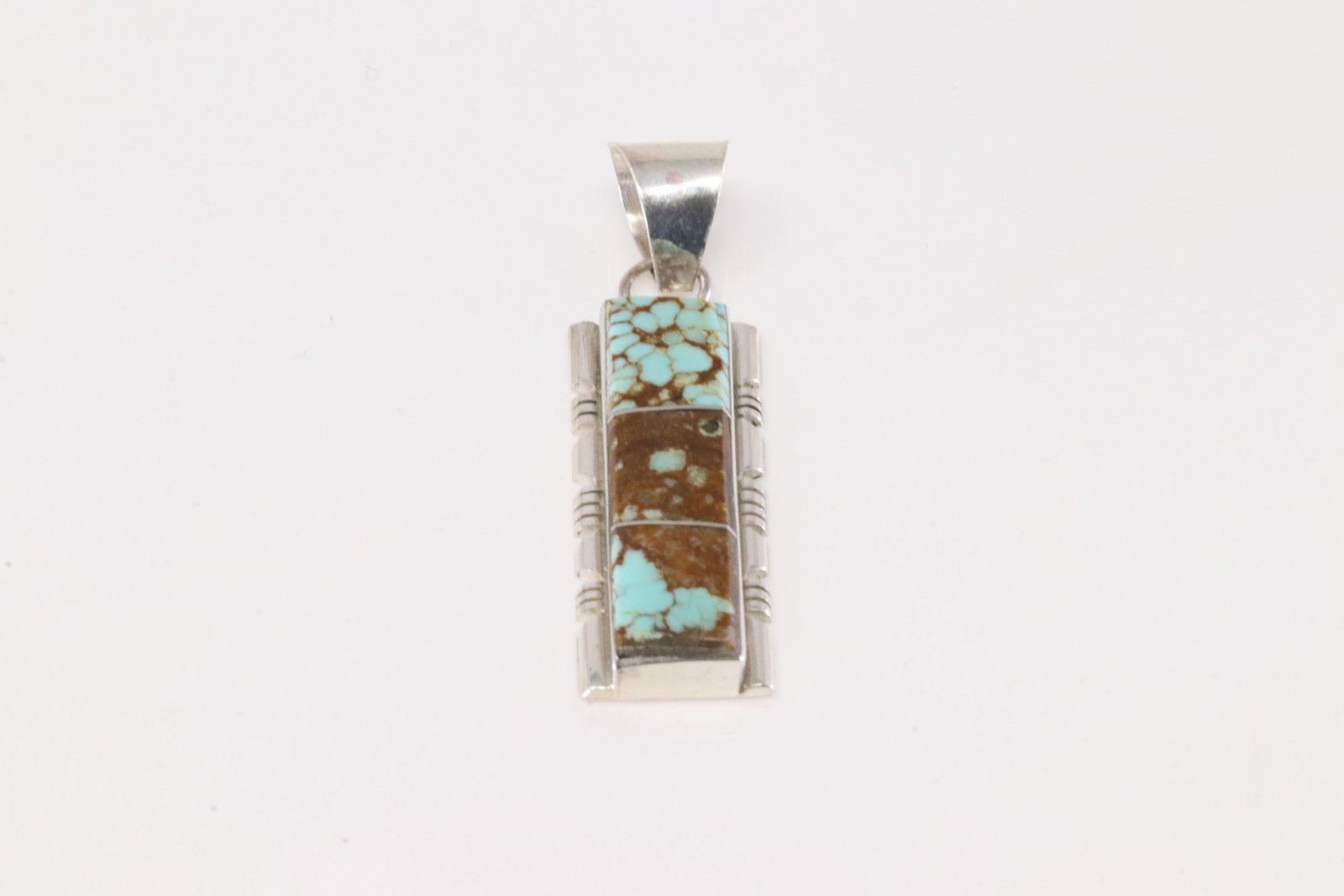 Native America Navajo Sterling Silver Number 8 Turquoise Inlay Pendant By Steve Francisco.: This is a Native America Navajo Sterling Silver Number 8 Turquoise Inlay Pendant By Steve Francisco. Stamp SF.