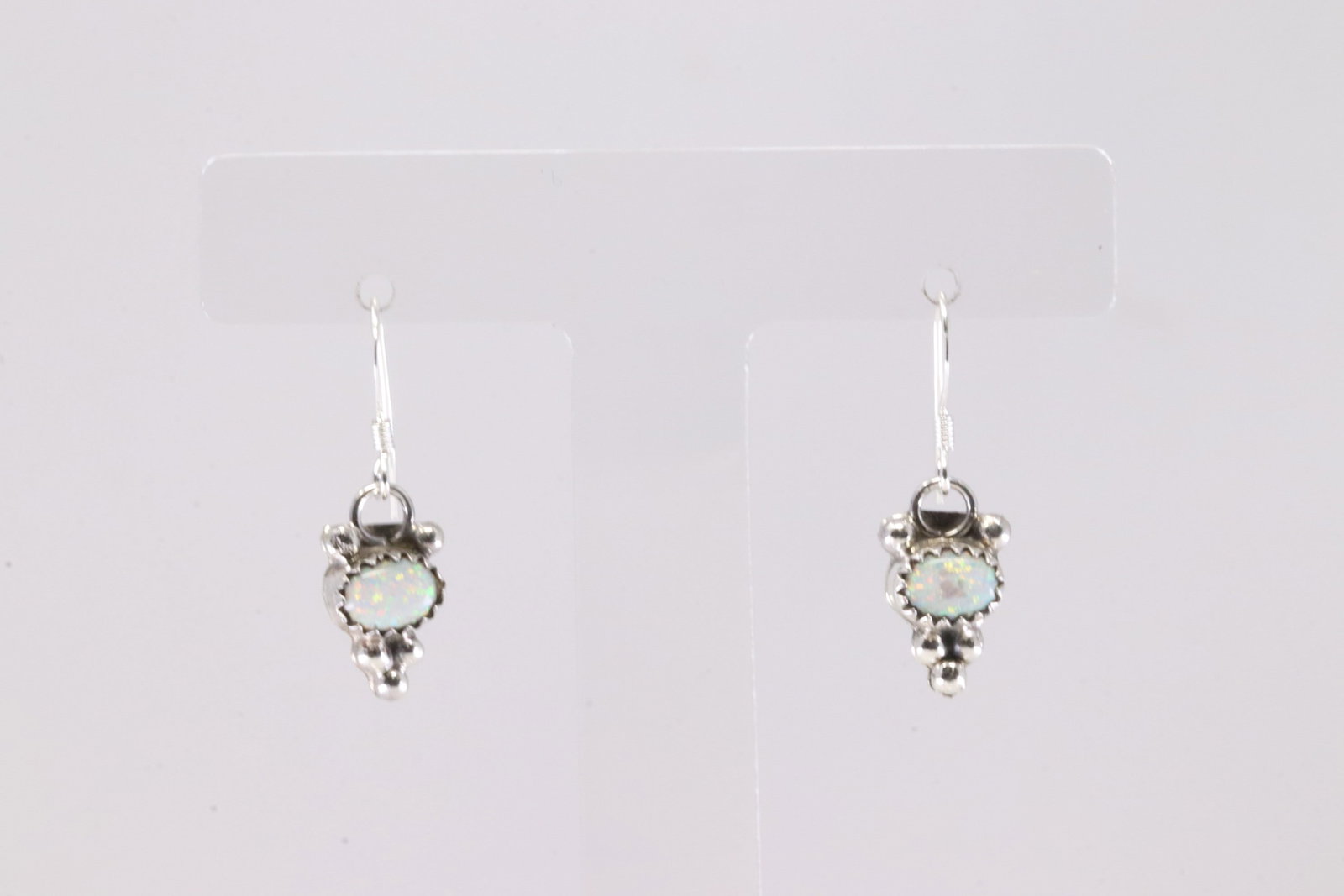America Sterling Silver Opal Dangling Earring's. (1 of 3)