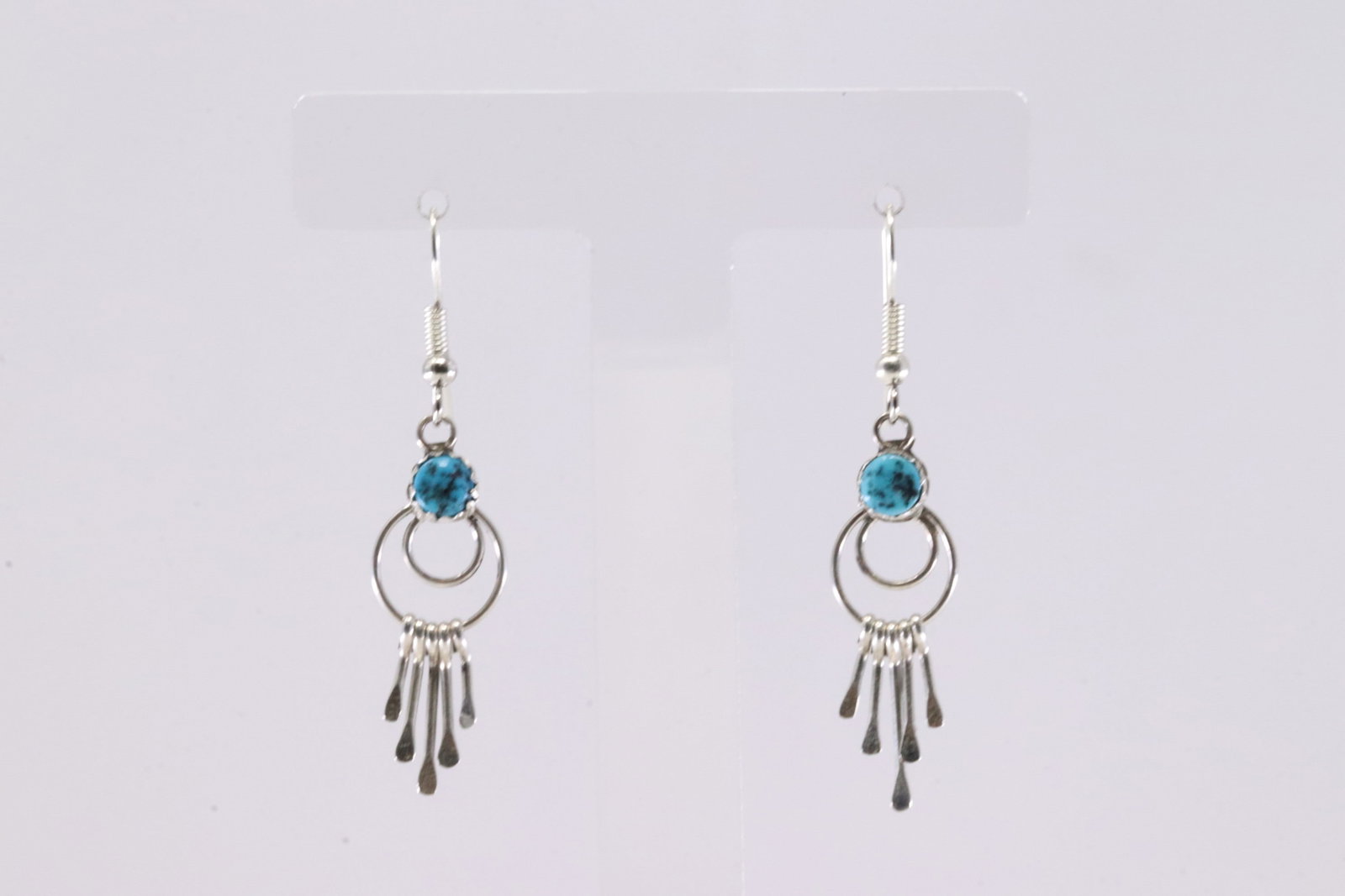 Native America Navajo Sterling Silver Turquoise Dangling Earring's By CY. (1 of 3)