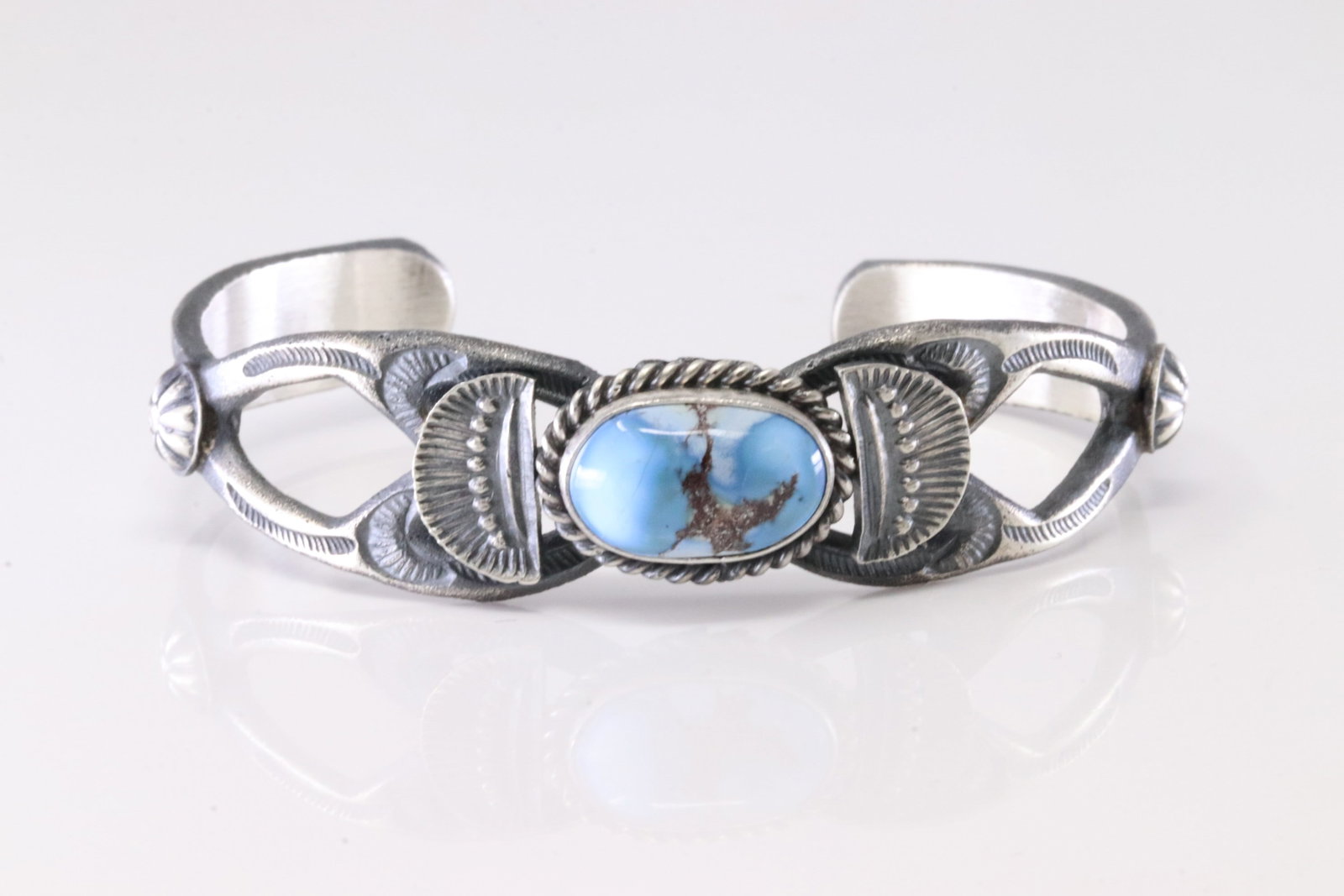Native America Navajo Sterling Silver Golden Hill Turquoise Bracelet Cuff By Keven Billah. (1 of 4)
