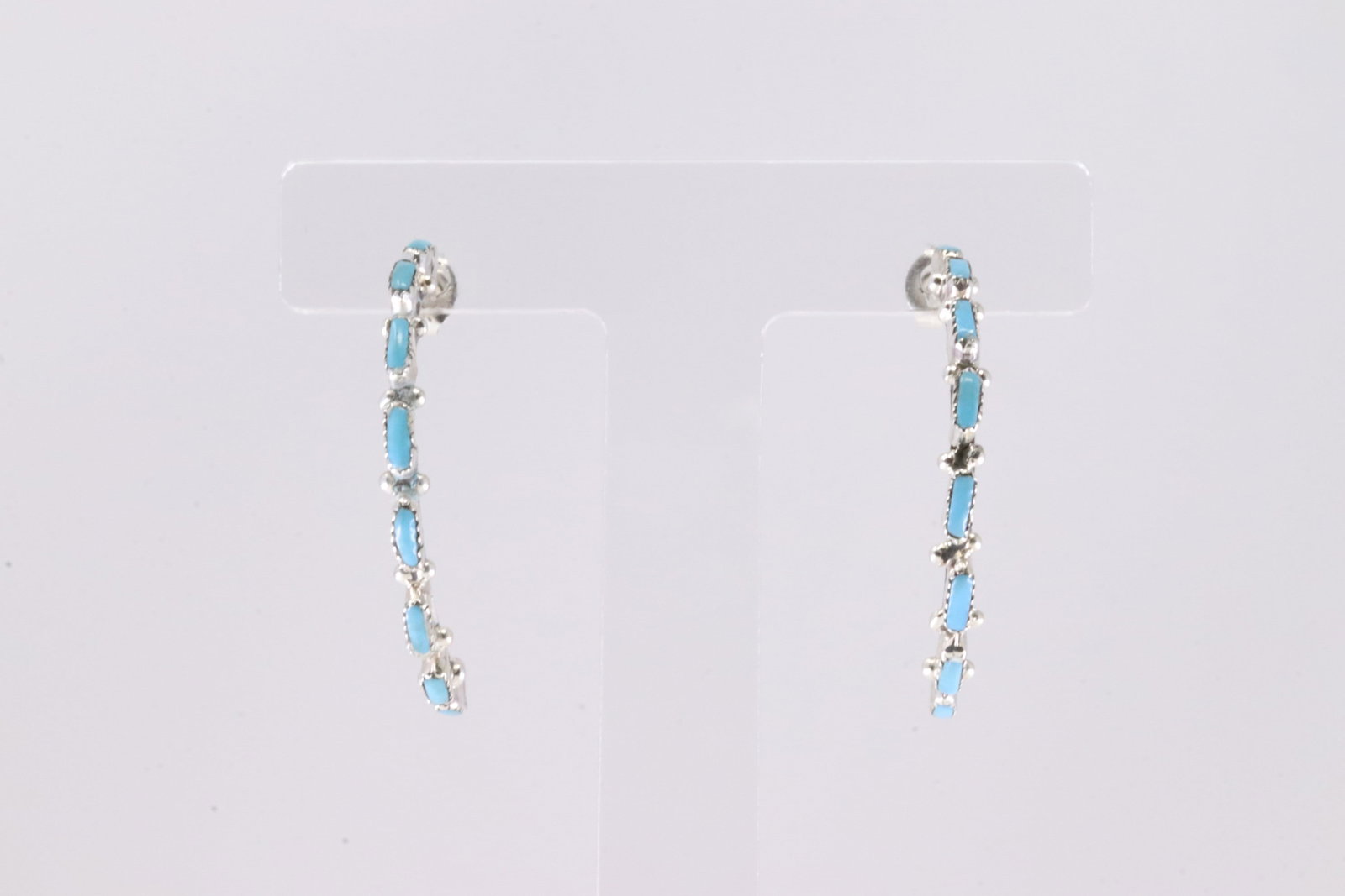 America Sterling Silver Turquoise Post Hoop Earring's.: This is a America Sterling Silver Turquoise Post Hoop Earring's.