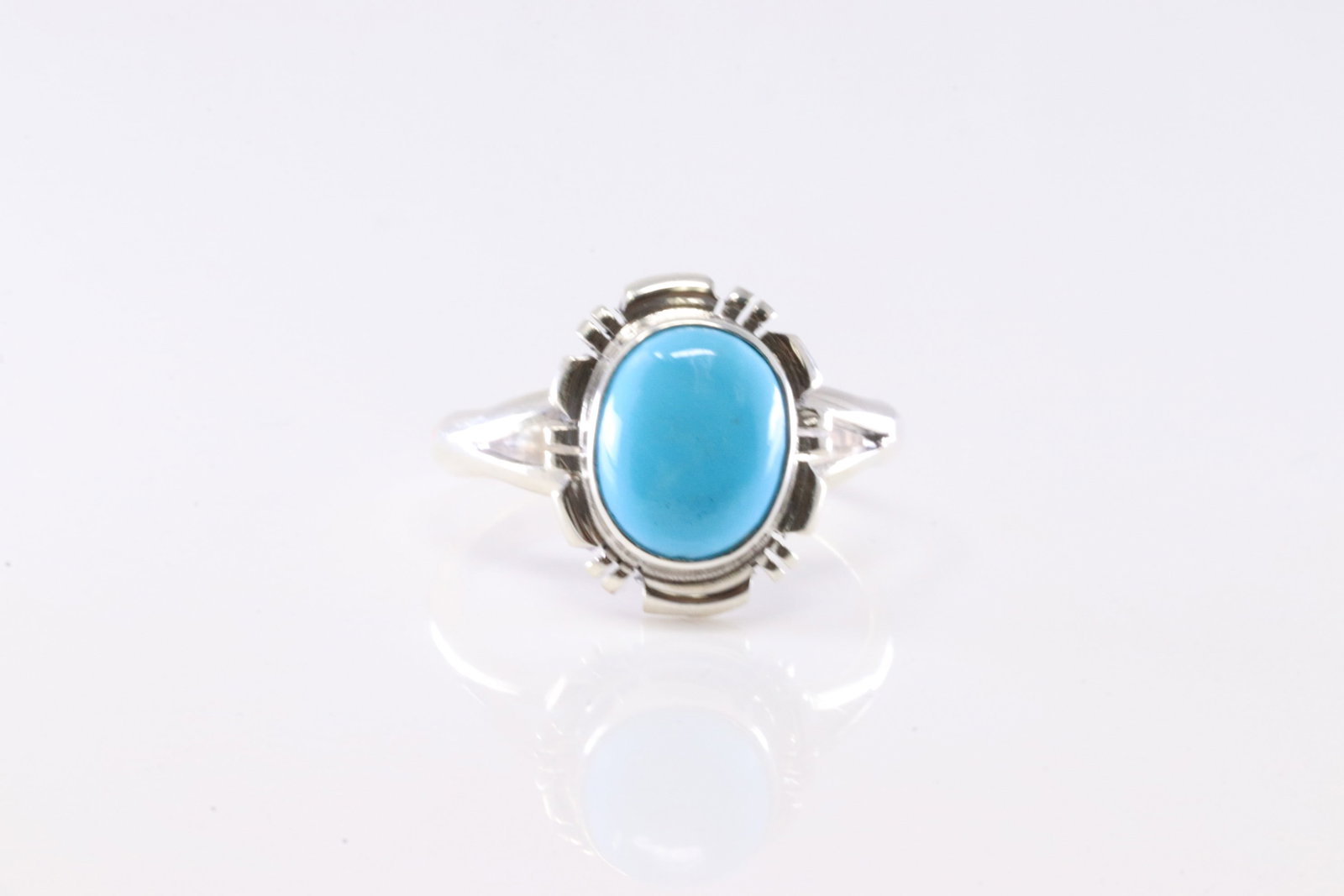 Native America Navajo Sterling Silver Turquoise Ring By A.: This is a Native America Navajo Sterling Silver Turquoise Ring By A. Stamp A. Ring Size: 8.00.