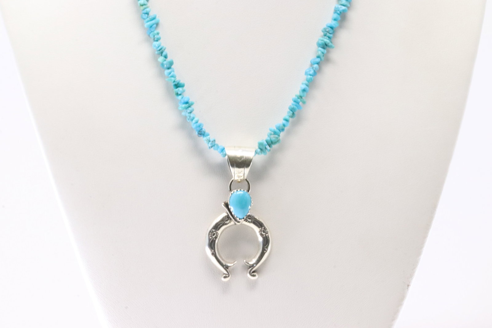 America Sterling Silver Turquoise Naja Necklace.: This is a America Sterling Silver Turquoise Naja Necklace. Necklace Length: 16.00.