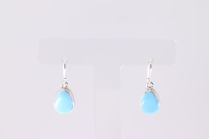 Native America Navajo Sterling Silver Golden Hill Turquoise Dangling Earring's By CF.