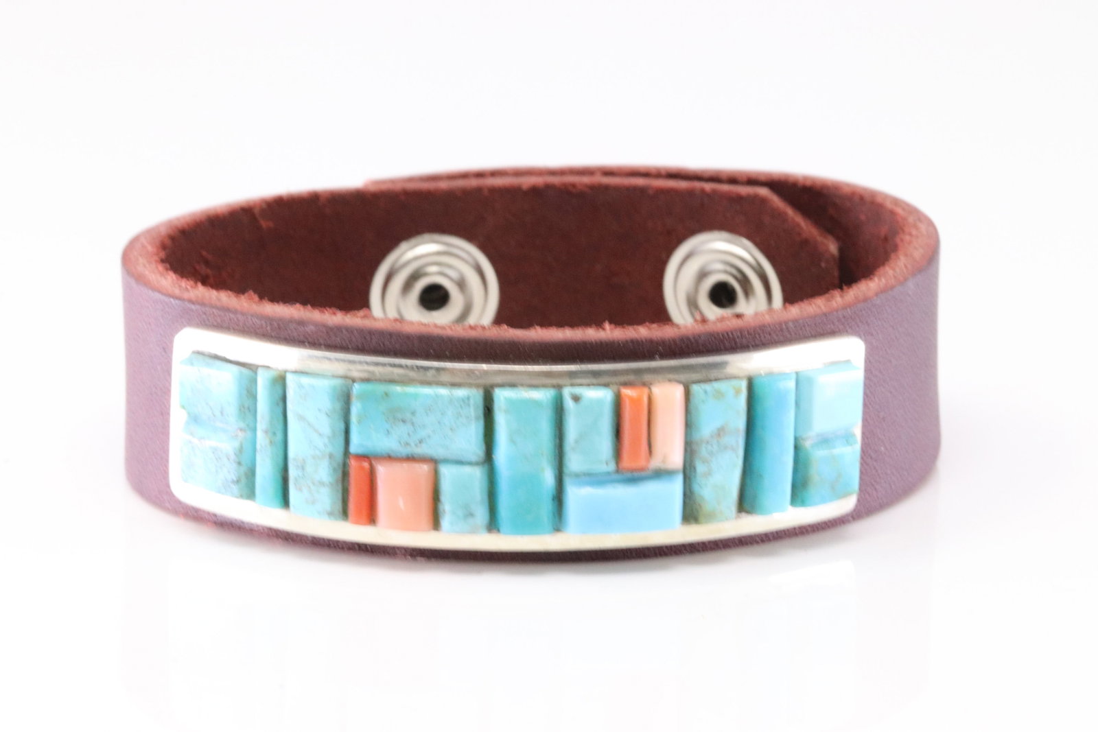 Native America Navajo Stearling Silver Turquoise Leather Bracelet By Hato Hasi.: This is a Native America Navajo Stearling Silver Turquoise Leather Bracelet By Hato Hasi. Stamp Hato hasi Inside.