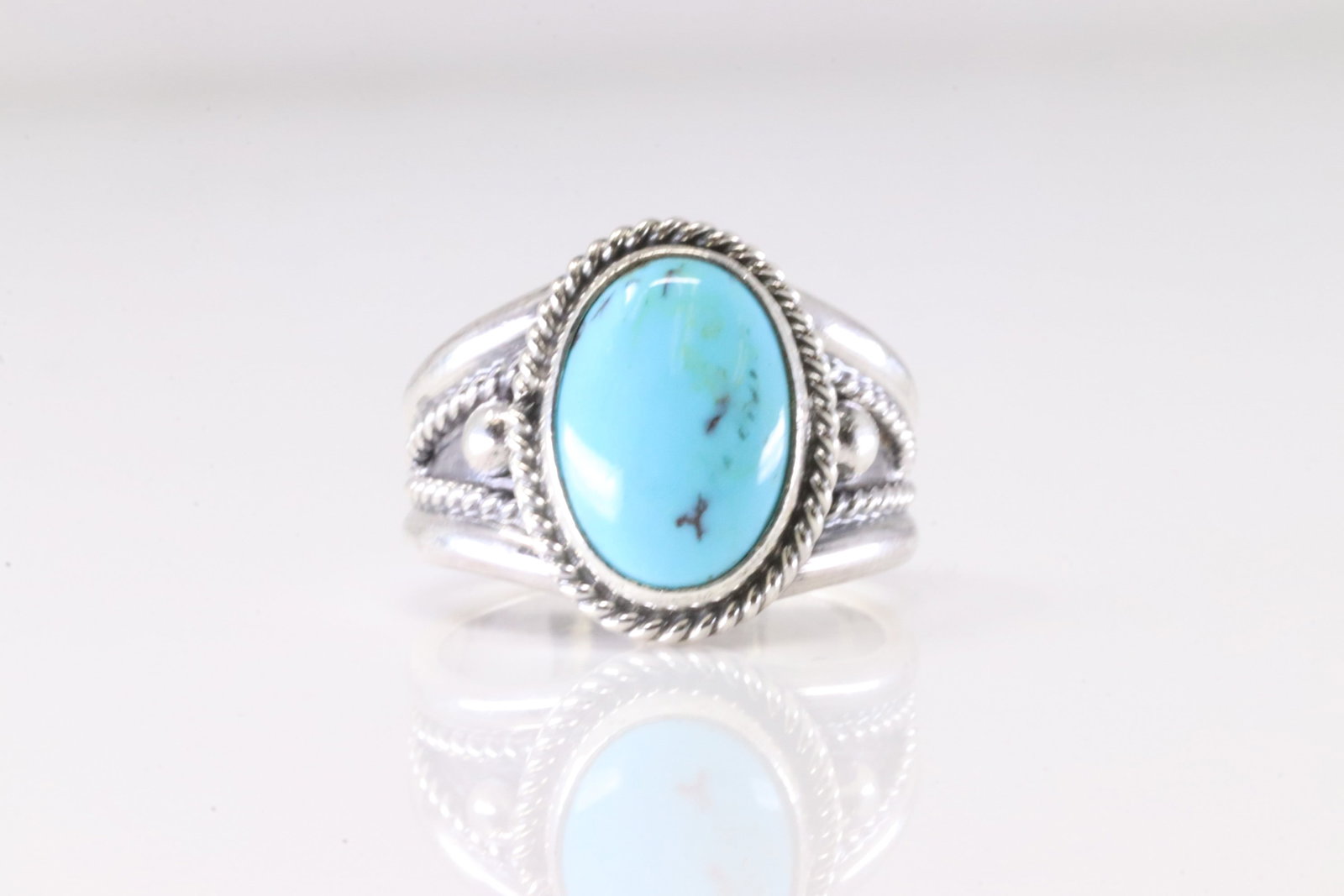 Native American Navajo Sterling Silver Turquoise Ring By Thomas Yazzie. (1 of 4)