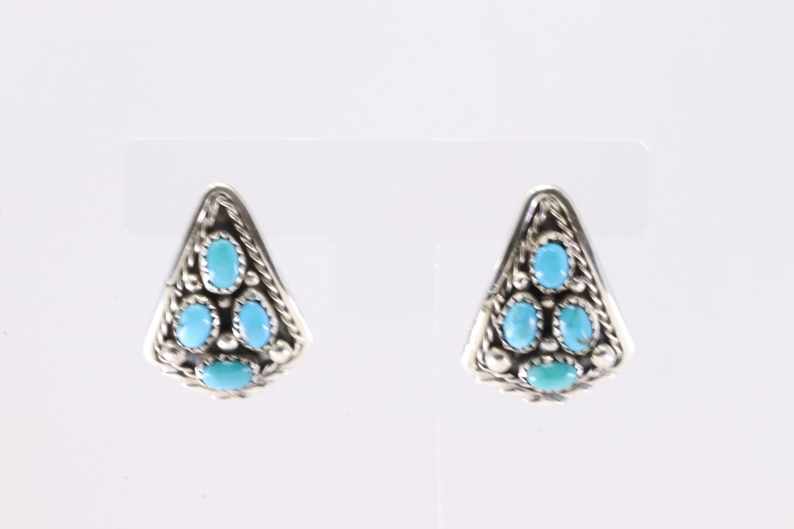 Native American Navajo Sterling Silver Turquoise Post Earring's By M Chee. (1 of 4)