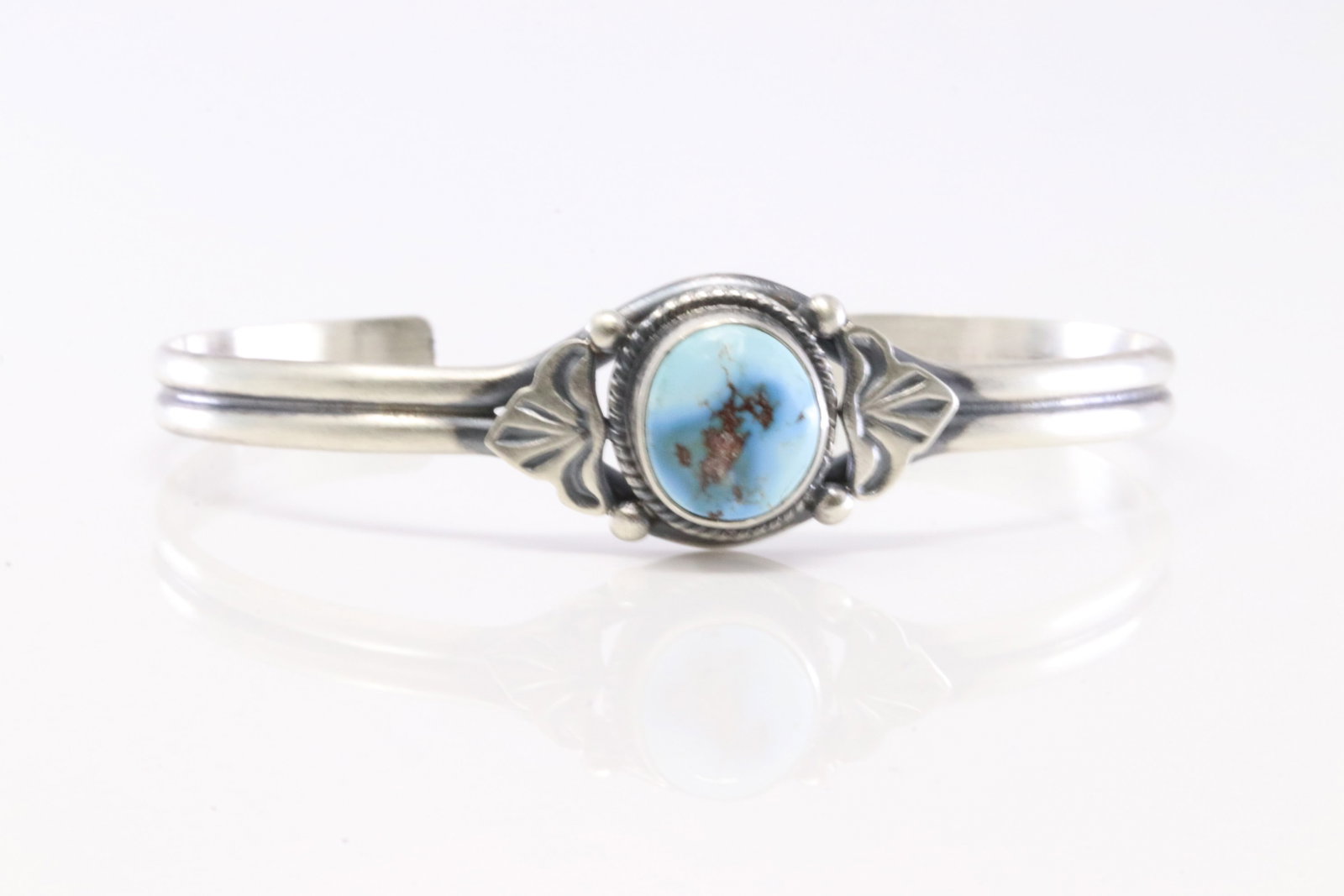 Native America Navajo Sterling Silver Golden Hill Turquoise Bracelet Cuff By S.: This is a Native America Navajo Sterling Silver Golden Hill Turquoise Bracelet Cuff By S. Stamp S.