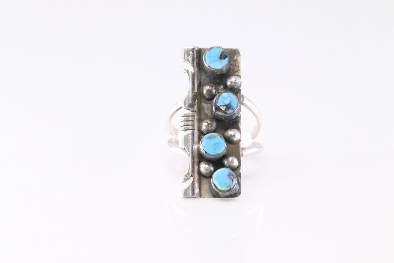 Native America Navajo Sterling Silver Turquoise Ring By S.F. (1 of 4)