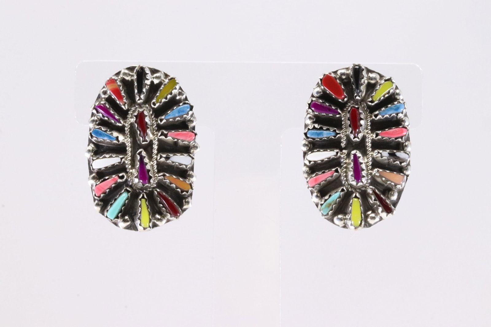 America Sterling Silver Multi-Color Stone Post Earring's.: This is a America Sterling Silver Multi-Color Stone Post Earring's.