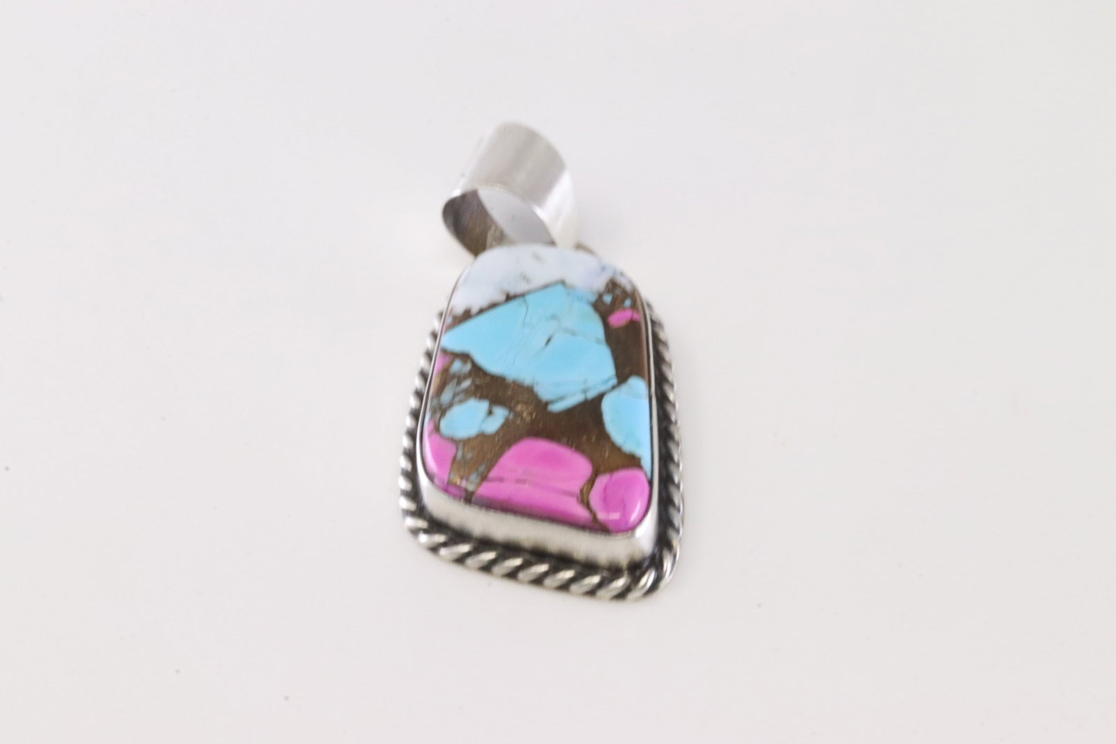 Native America Navajo Sterling Silver Cotton Candy Pendant By Chassity Belone.: This is a Native America Navajo Sterling Silver Cotton Candy Pendant By Chassity Belone. Stamp CB.
