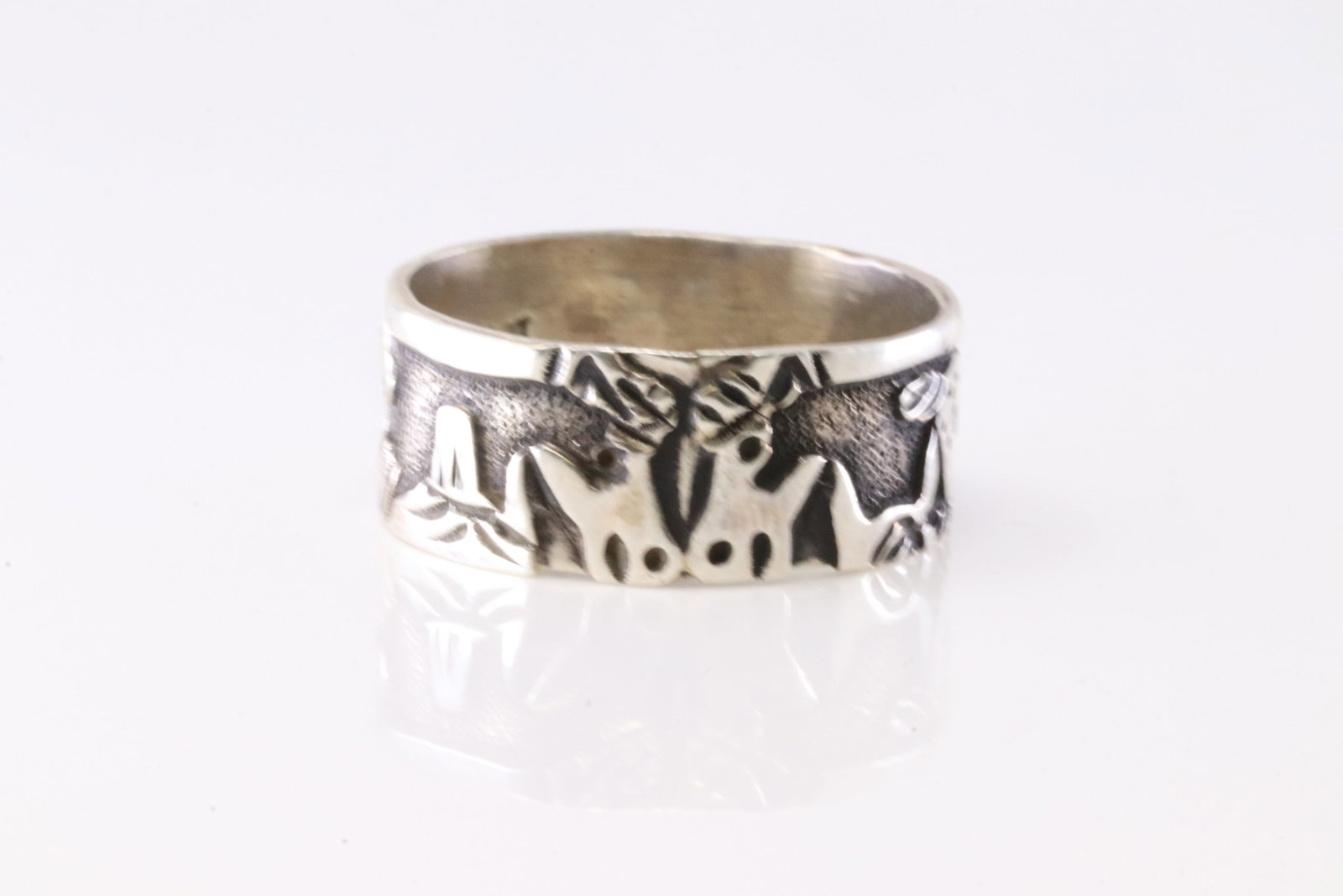 Native America Navajo Sterling Silver Storyteller Horse Ring By Lloyd Becenti. (1 of 3)
