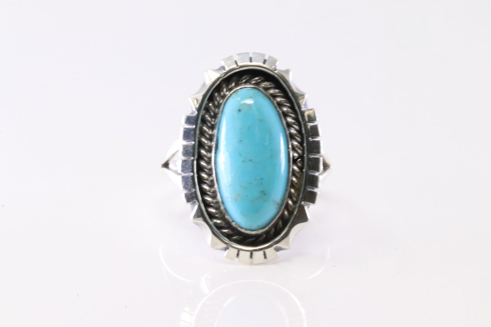 Native America Navajo Sterling Silver Turquoise Ring By Amos Begay. (1 of 4)