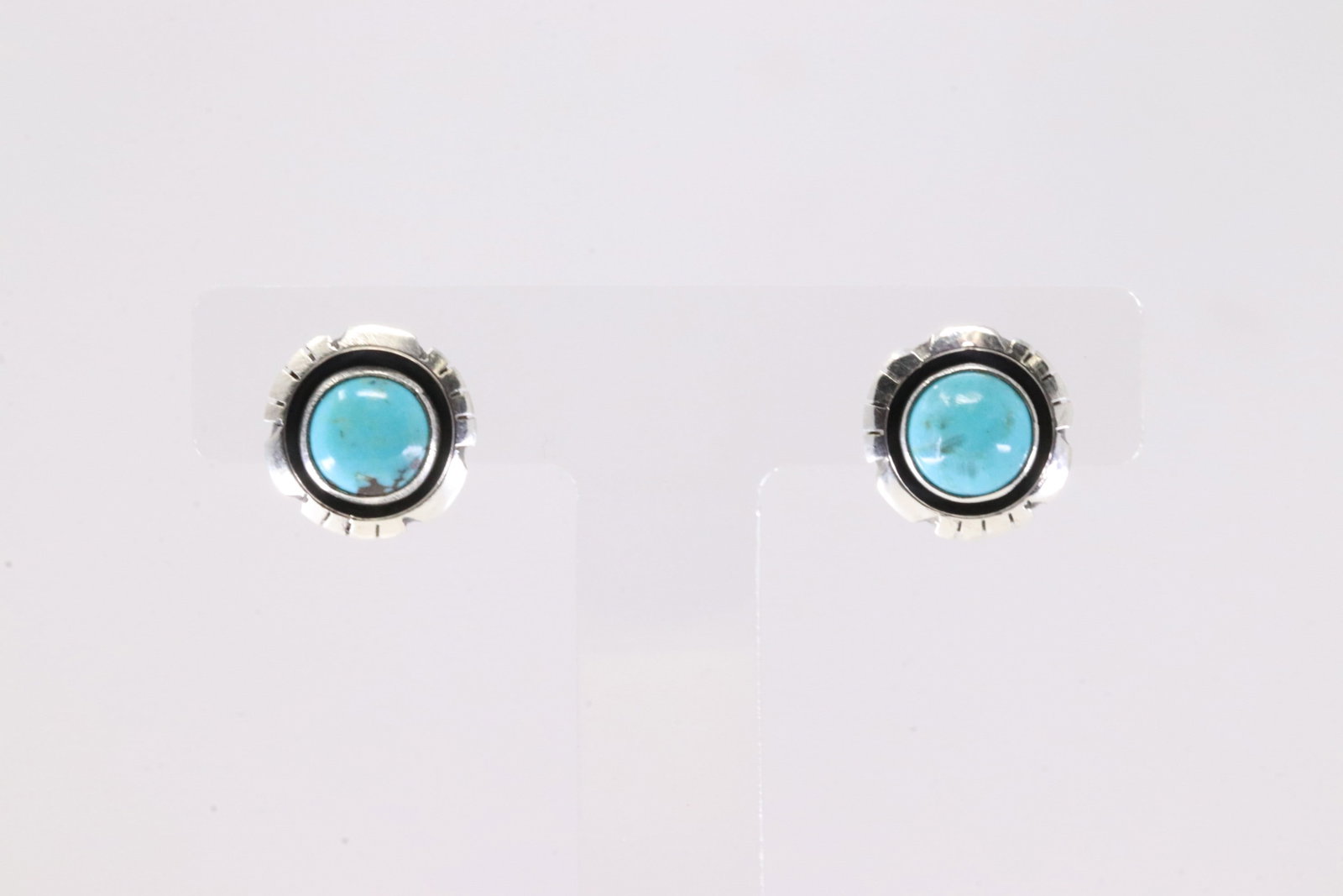 Native America Navajo Sterling Silver Turquoise Post Earring's By Amos Begay. (1 of 4)
