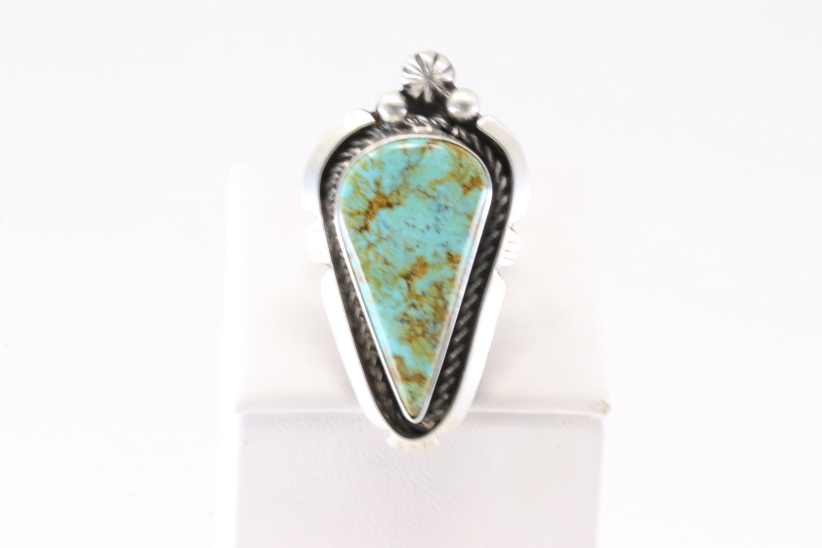 Native America Navajo Sterling Silver Turquoise Ring By L. Silversmith. (1 of 4)
