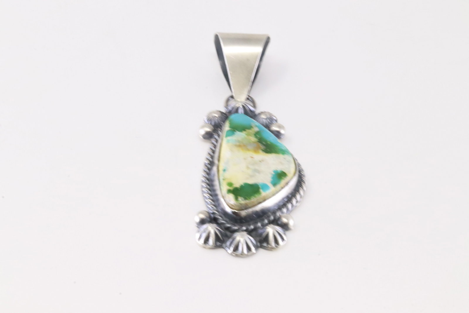Native America Navajo Sterling Silver Sonora Gold Turquoise Pendant By MB. (1 of 3)