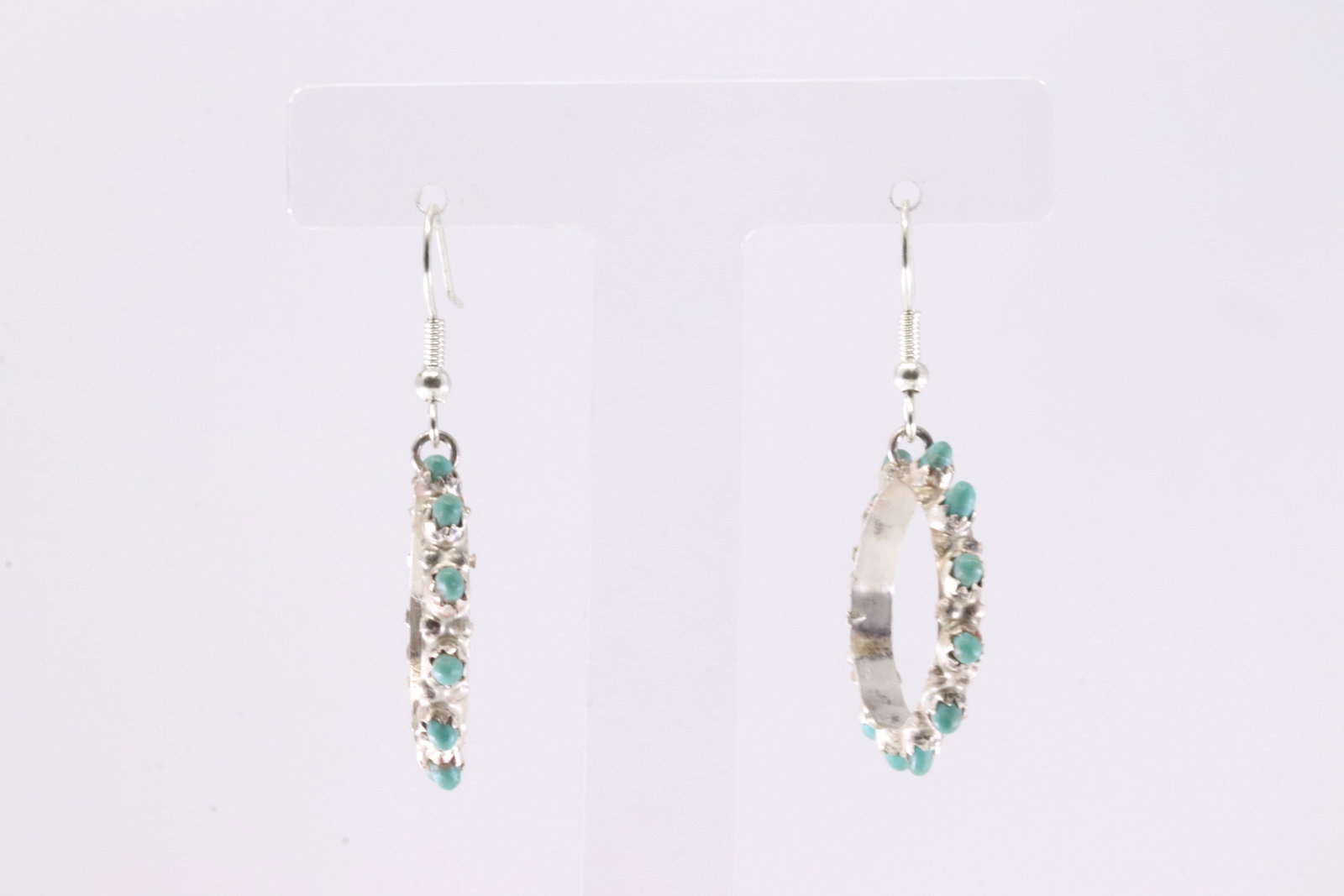 America Sterling Silver Turquoise Dangling Hoop Earring's.: This is a America Sterling Silver Turquoise Dangling Hoop Earring's.
