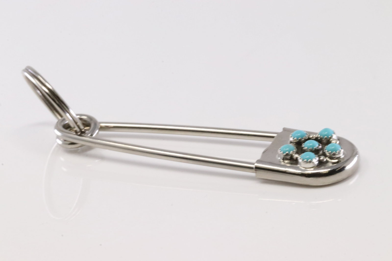 America Sterling Turquoise Pin Keychain. (1 of 3)